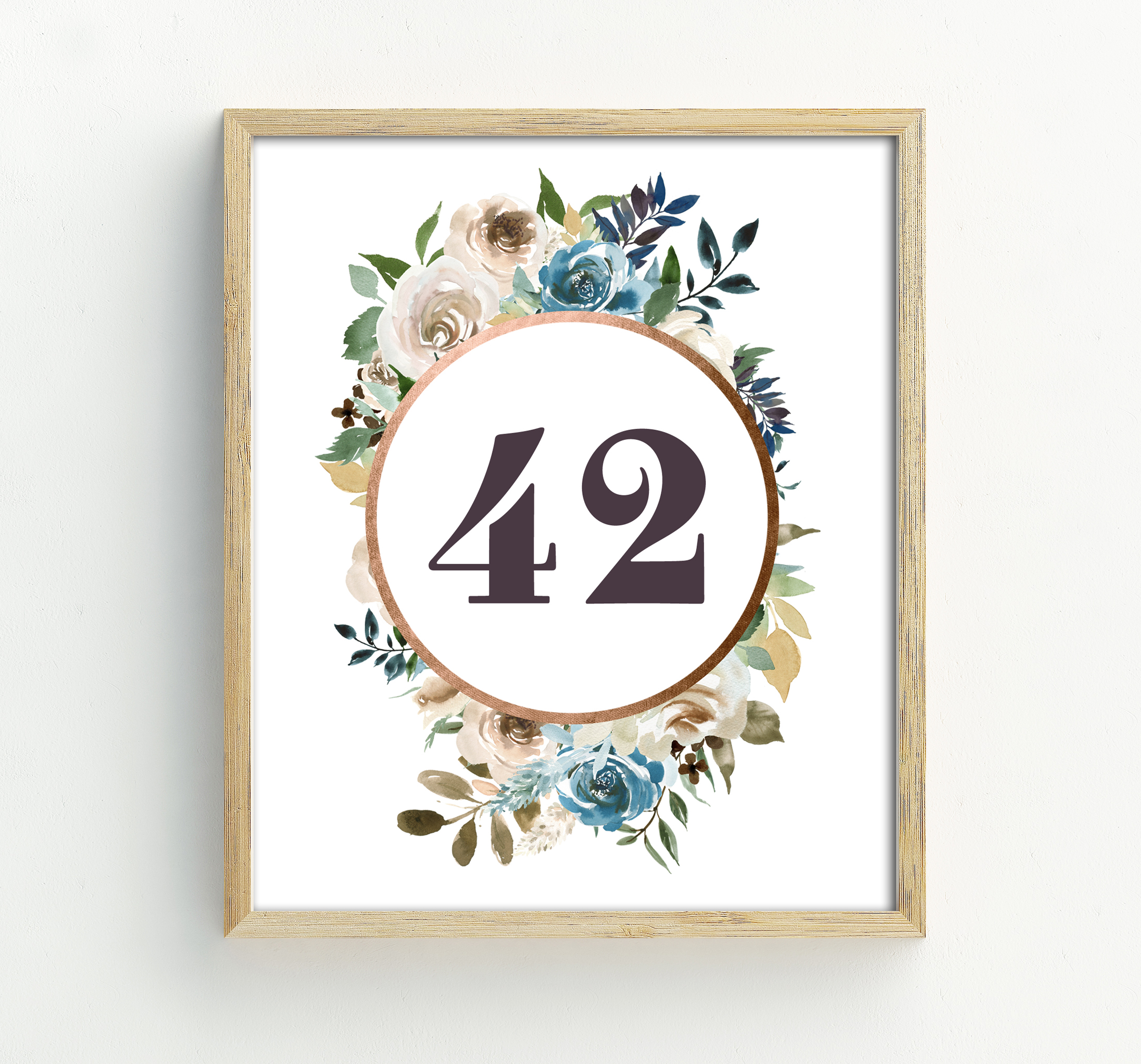 Darling Souvenir Floral Numbers Reception Editable Table Top Card-DS-JSTN19 