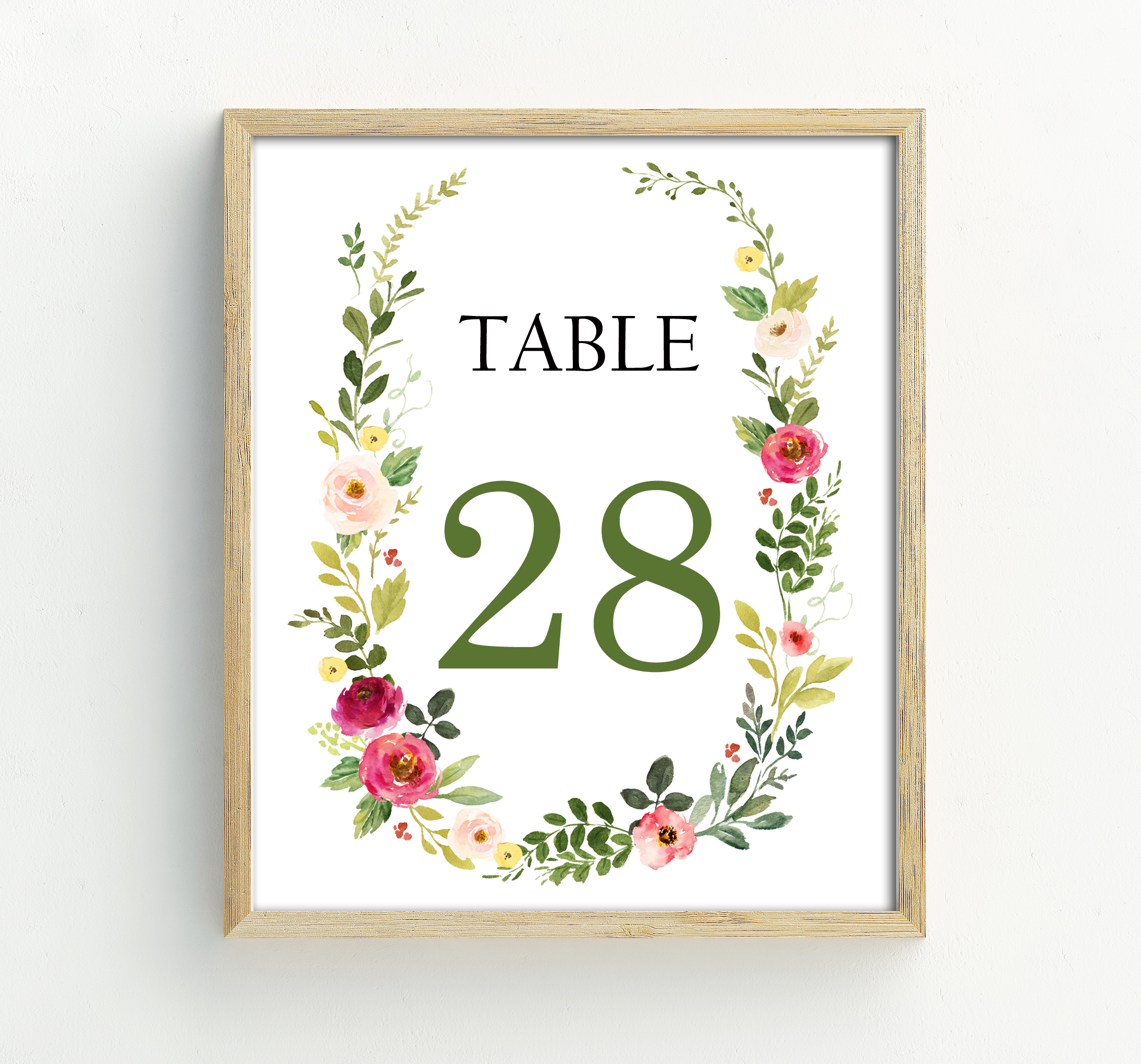 Darling Souvenir Calligraphy 1-12 Floral Table Numbers Wedding-DS-JSTN1 