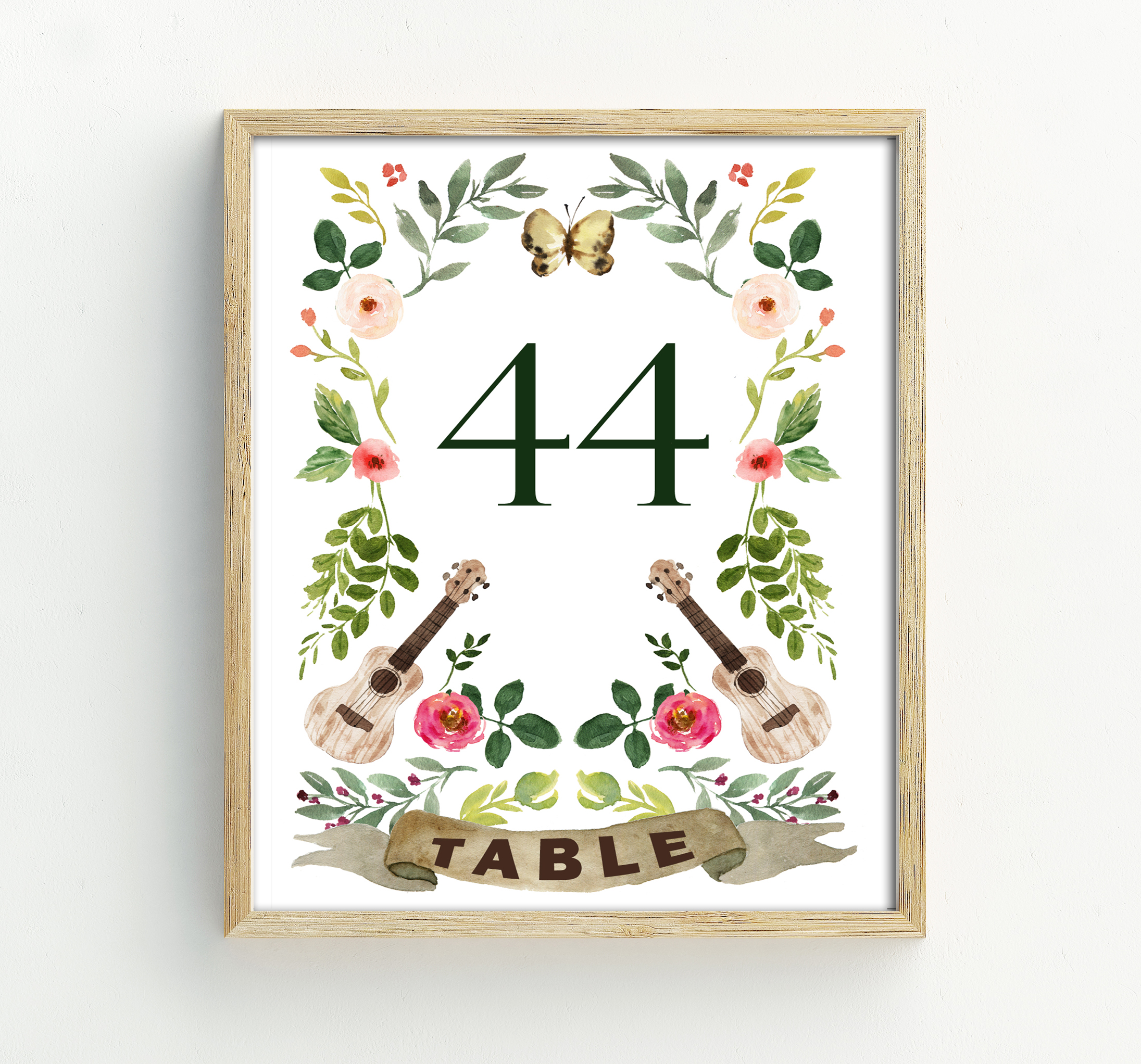 Darling Souvenir Numbers Floral & Leaf Reception Table Place Cards-DS-JSTN15 