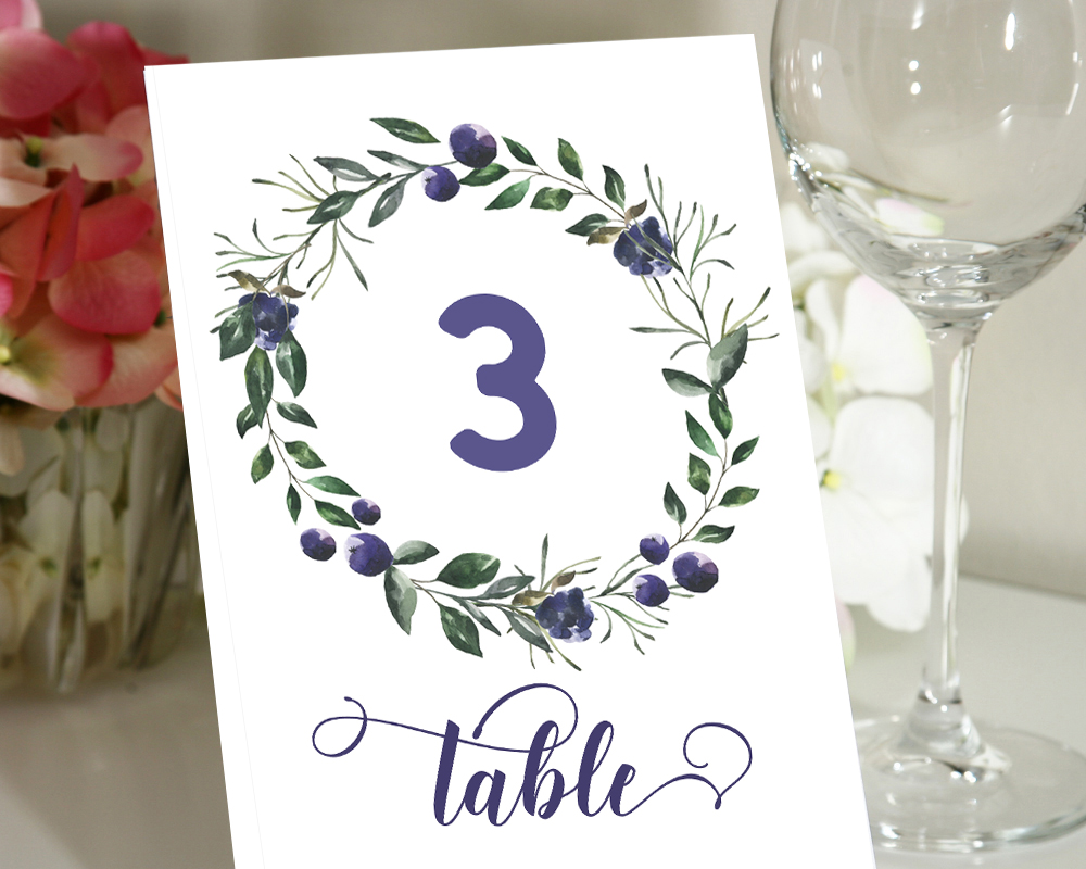 Darling Souvenir Calligraphy 1-12 Floral Table Numbers Wedding-DS-JSTN1 