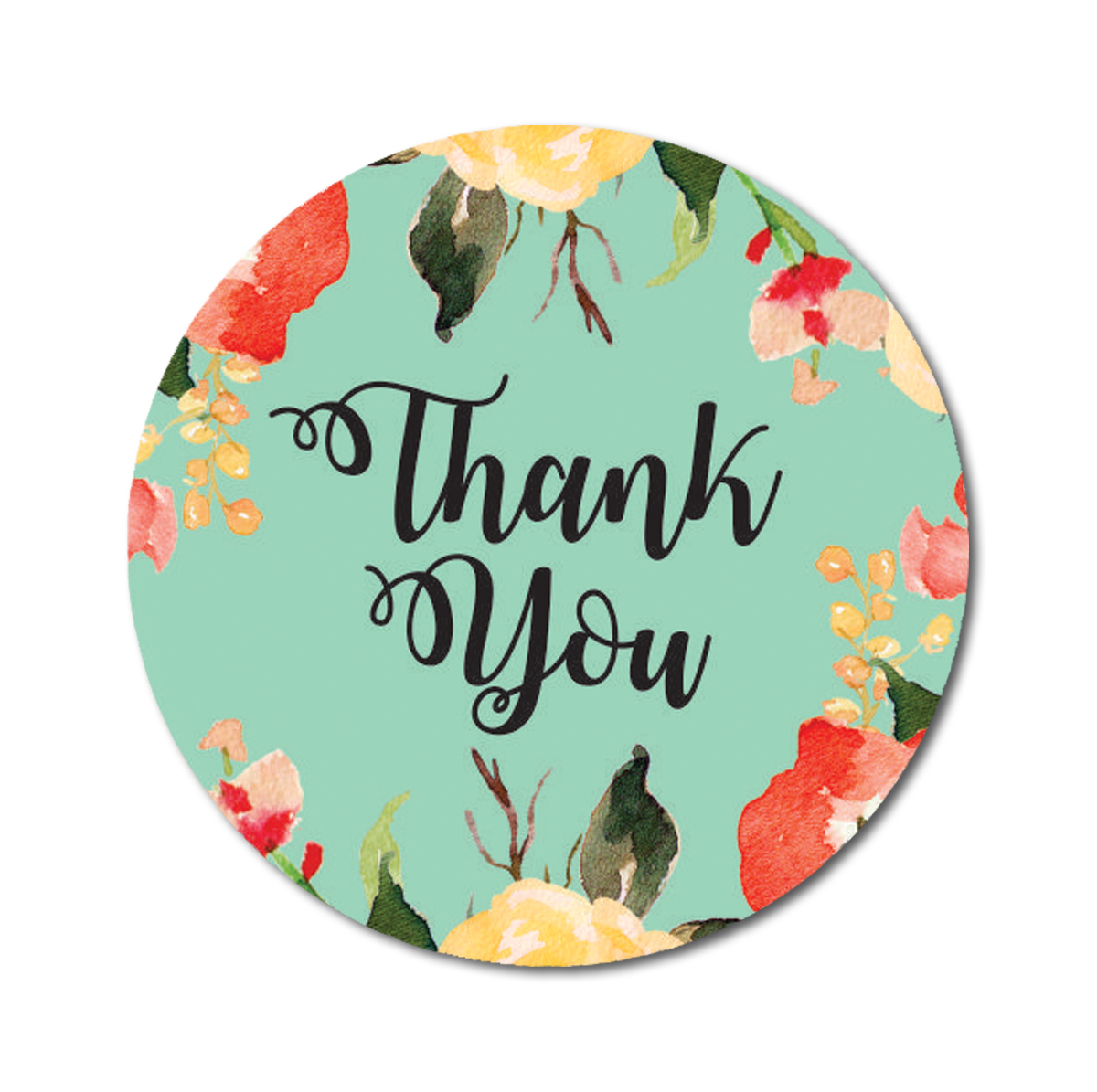 Darling Souvenir Personalized Watercolor Leaf Vines 1.6 Inches Round Thank You Stickers-45 Pcs