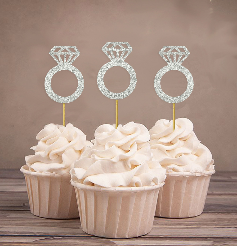 Diamond Ring Gold Cupcake Toppers | Buy Online