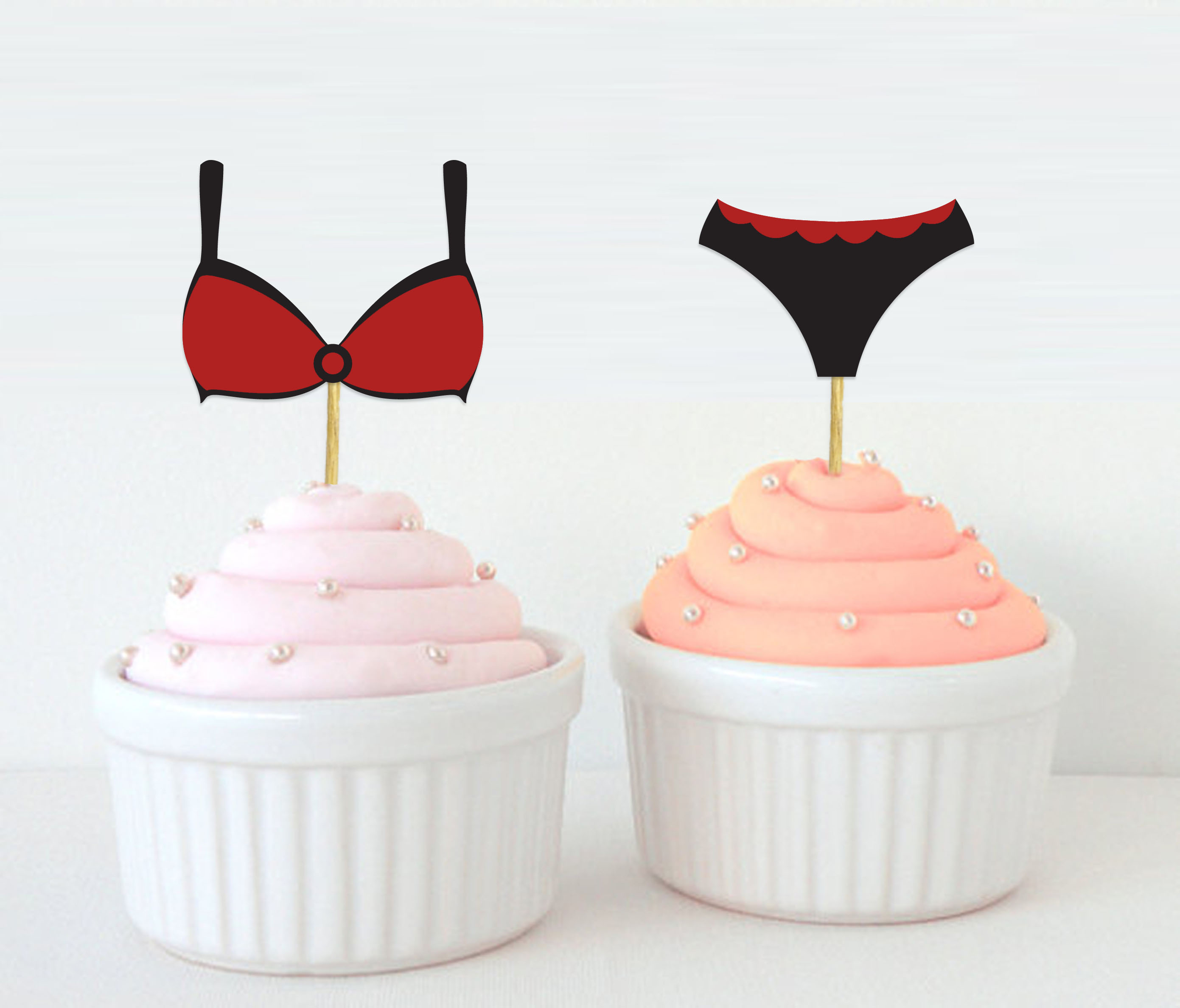 Bachelorette Party Glittery Cupcake Toppers