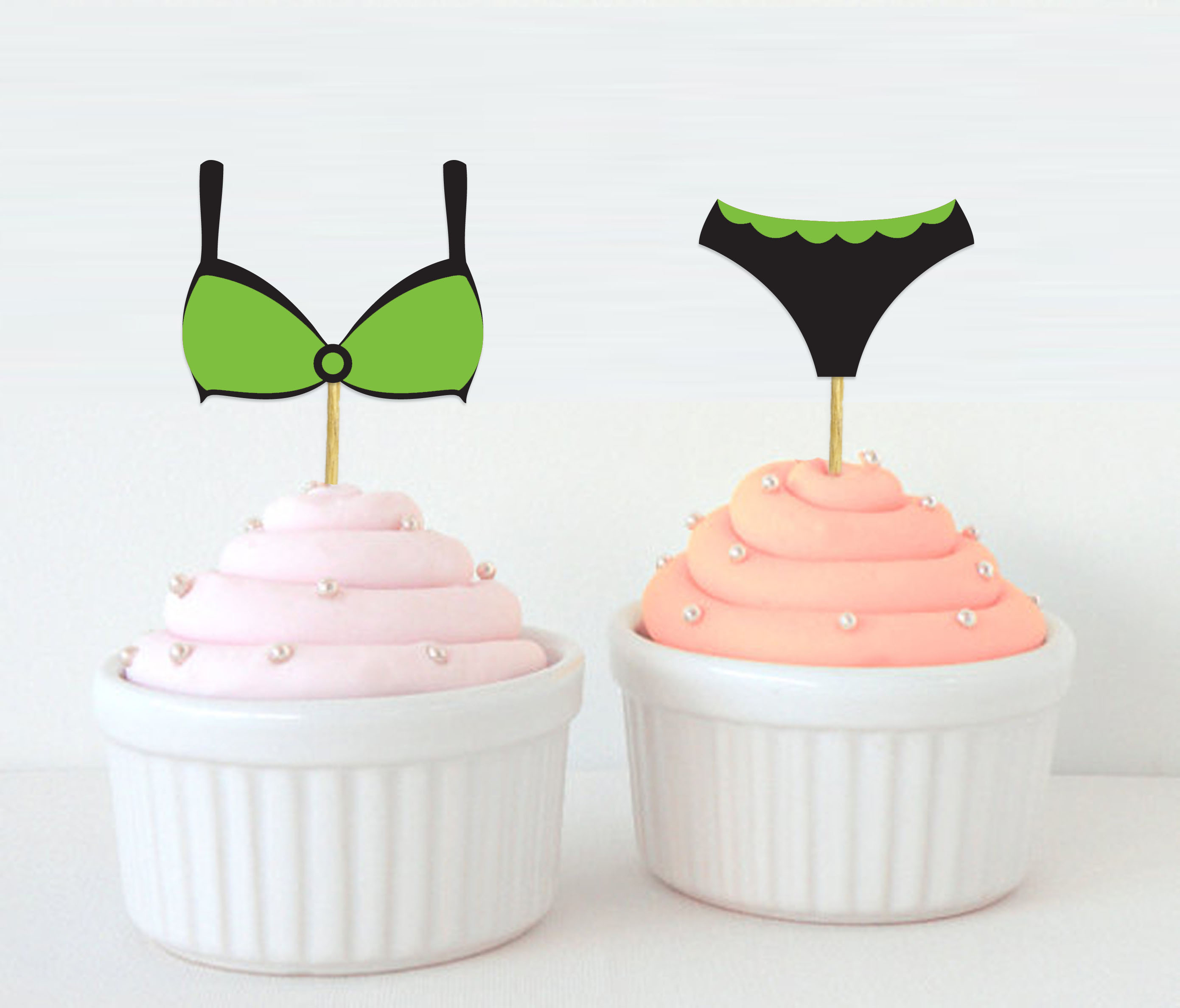 Darling Souvenir| Bachelorette Party Cupcake Toppers Glitter Bra-HYy