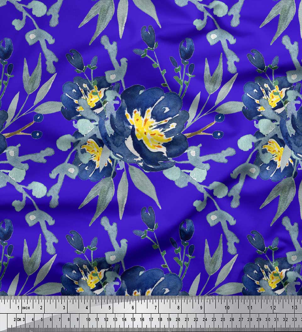 Tela Algodón Popelín soimoi Azul deja & Peonía Impresiones De Tela  Floral-LFT | eBay