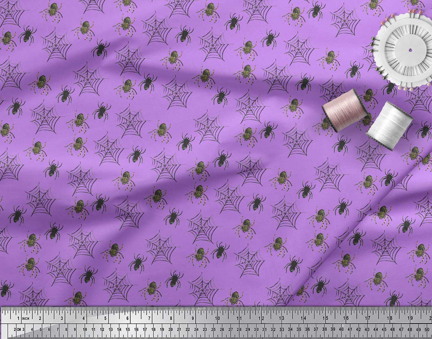 Soimoi Purple Velvet Fabric Web & Spider Insects Printed Fabric-FzH | eBay