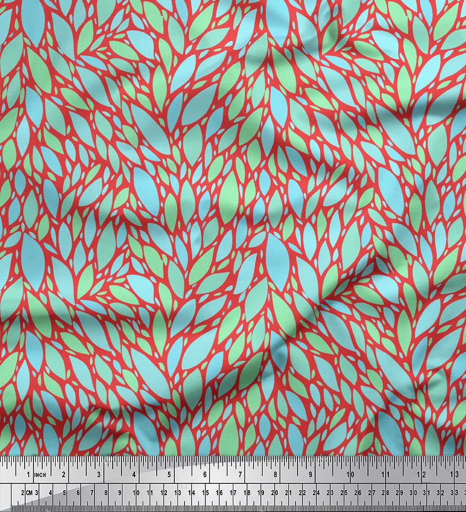 Soimoi Naranja popelina de algodon Tela hojas hojas estampada de-Yvj | eBay