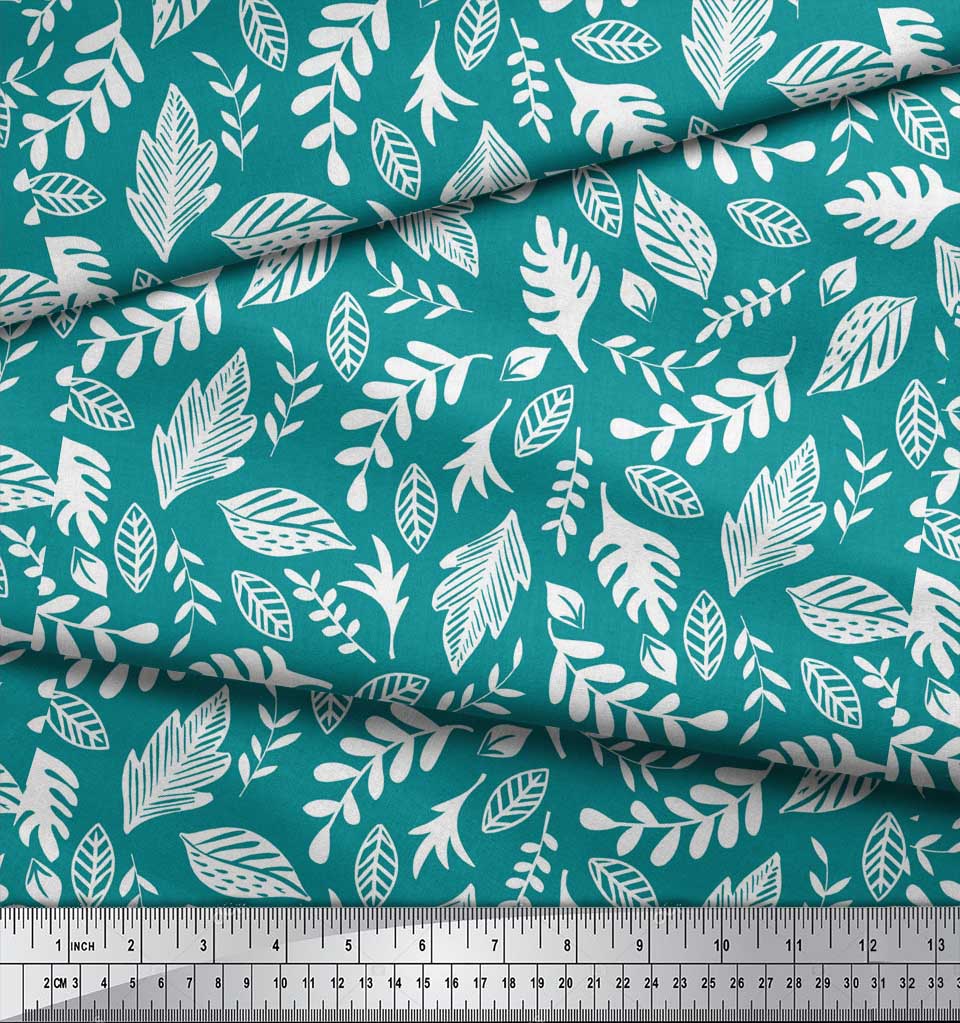 Soimoi Green Cotton Jersey Fabric Tropical Leaves Print Fabric bylaJ eBay