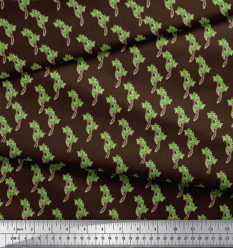 Soimoi Brown Cotton Poplin Fabric Palm Tree Print Sewing FabriczSG eBay