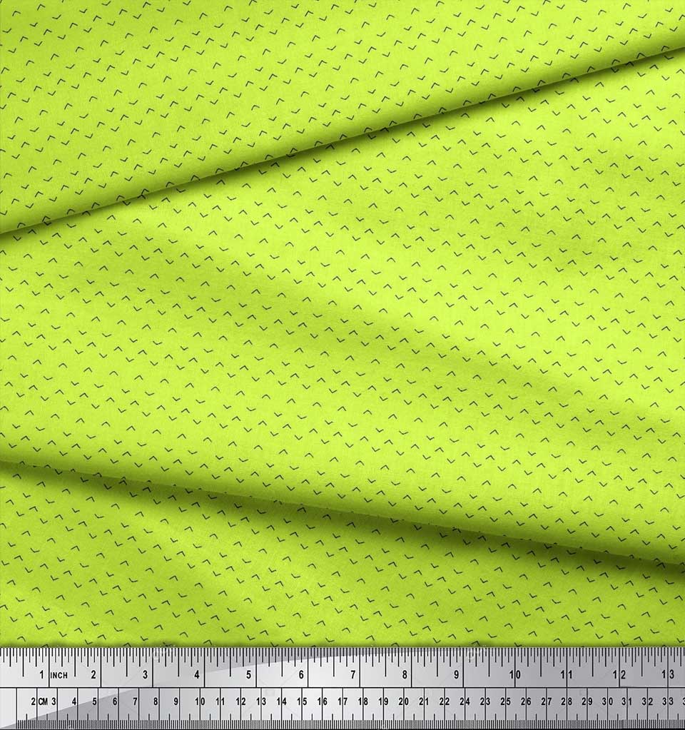  Soimoi Green Cotton Poplin Fabric Floral Alphabet Text