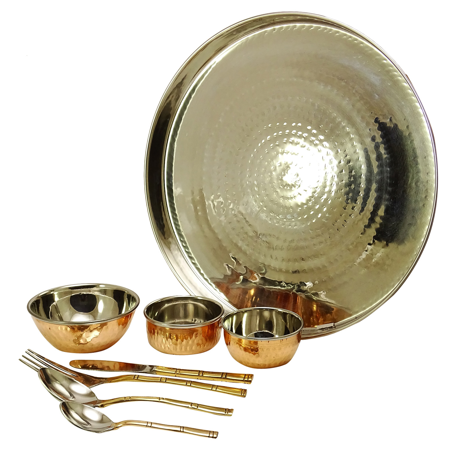Copper Dinnerware Set Serving Plate For 1 Traditional Thali Kitchen-rhK Popularna najniższa cena
