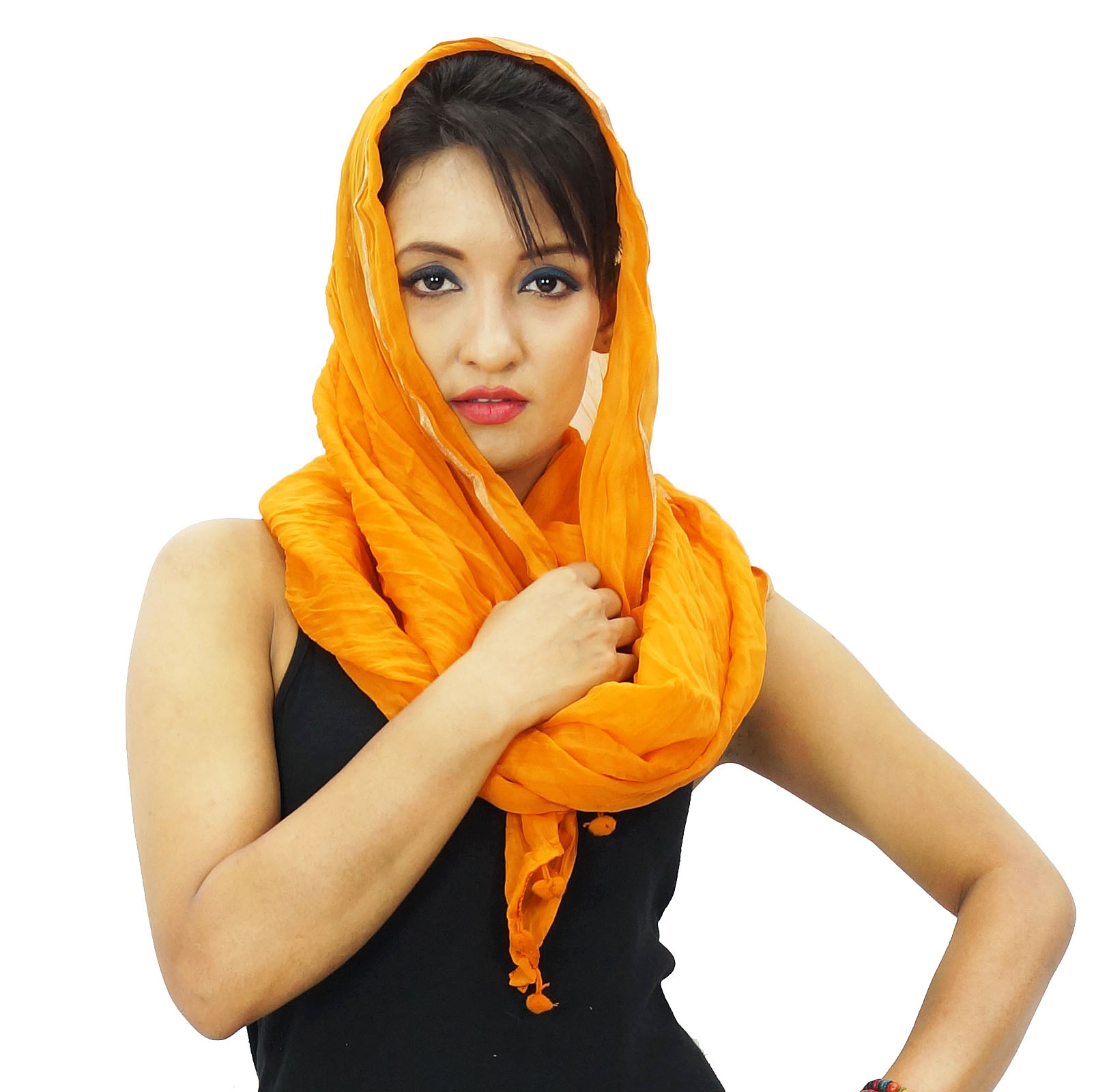 Black chiffon chunni shawl sarong dupatta banarsi Bollywood Indian SKU17848