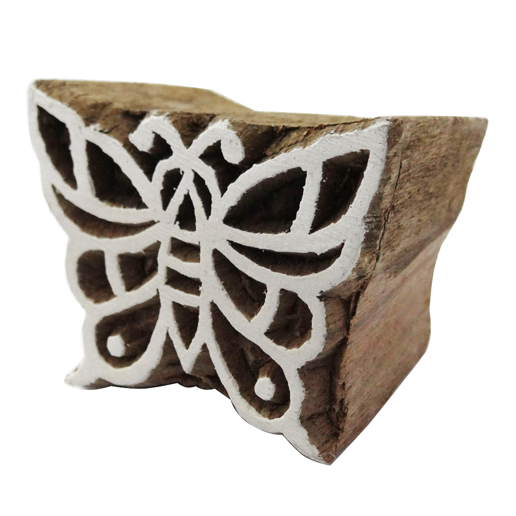 IBA Indianbeautifulart Handmade Wooden Block Butterfly Design Indian Traditional Fabric Printing Stamp 