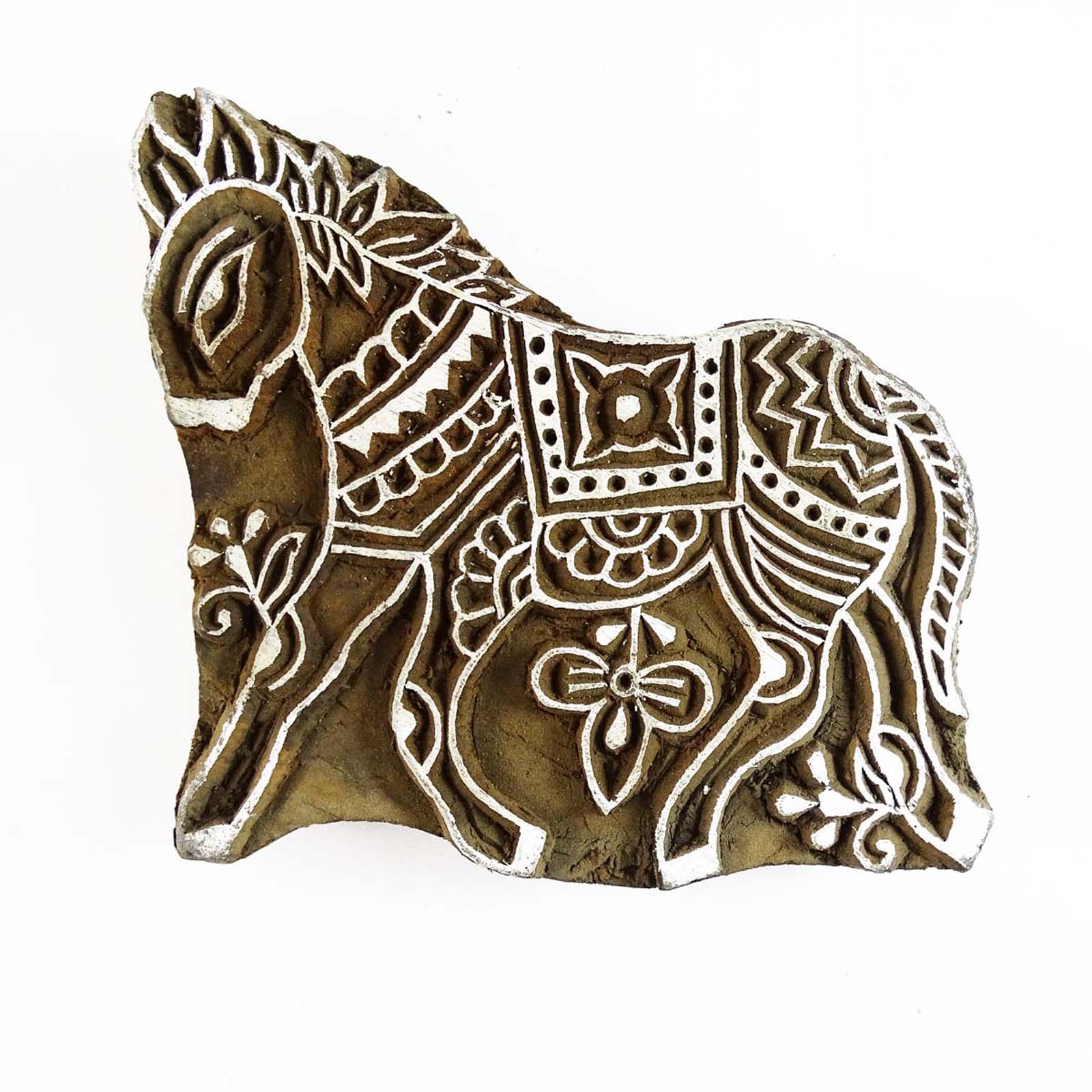 Dekorative Pferd Aus Holz Handgeschnitzt Textil-Stempel Sammlerblöcke