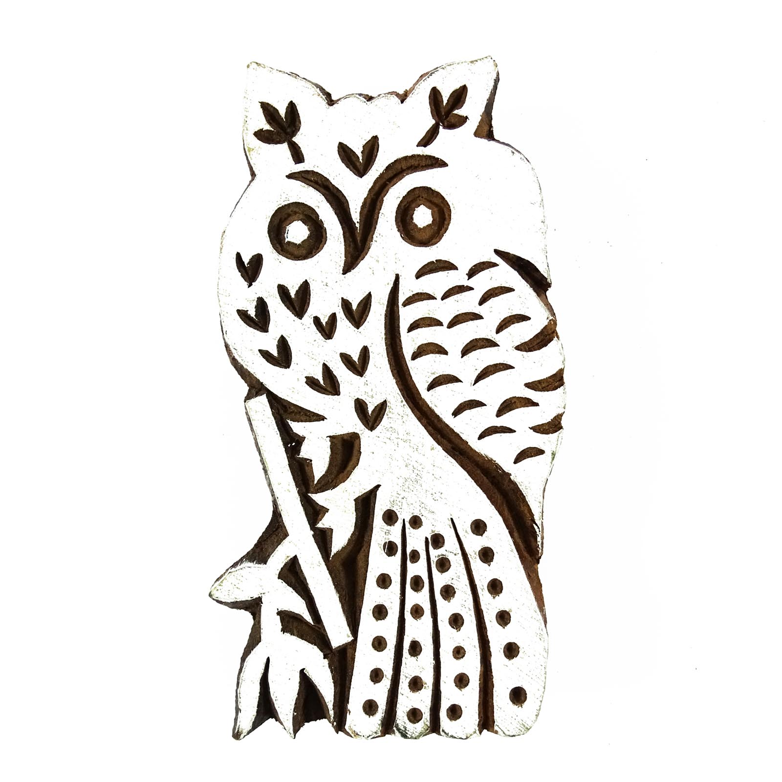 Woodblock Stamp Owl Decorative Blocks Brown Indian Wood Art Stamps For Clay