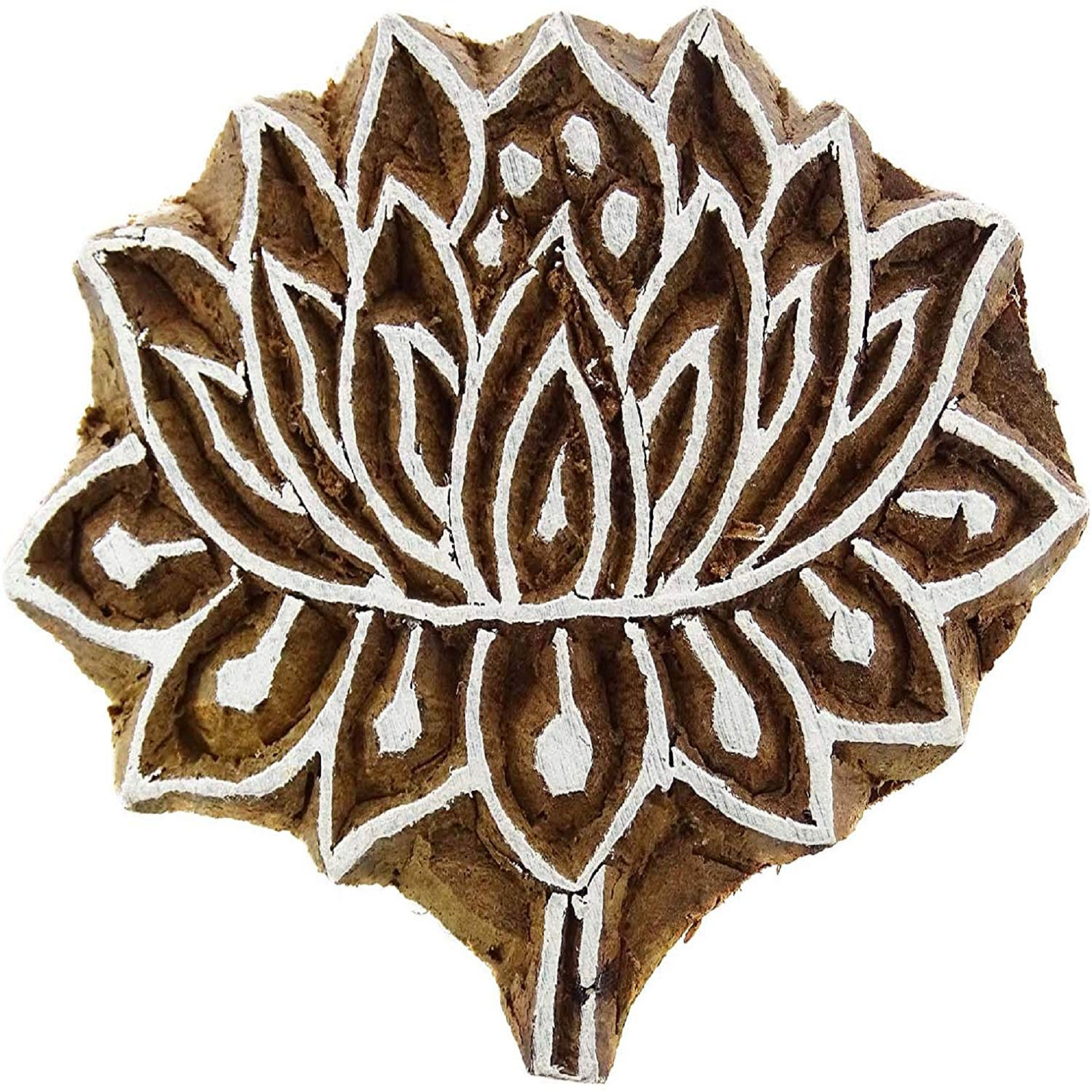  ibaexports Handcarved Lotus Printing Block Wood Block