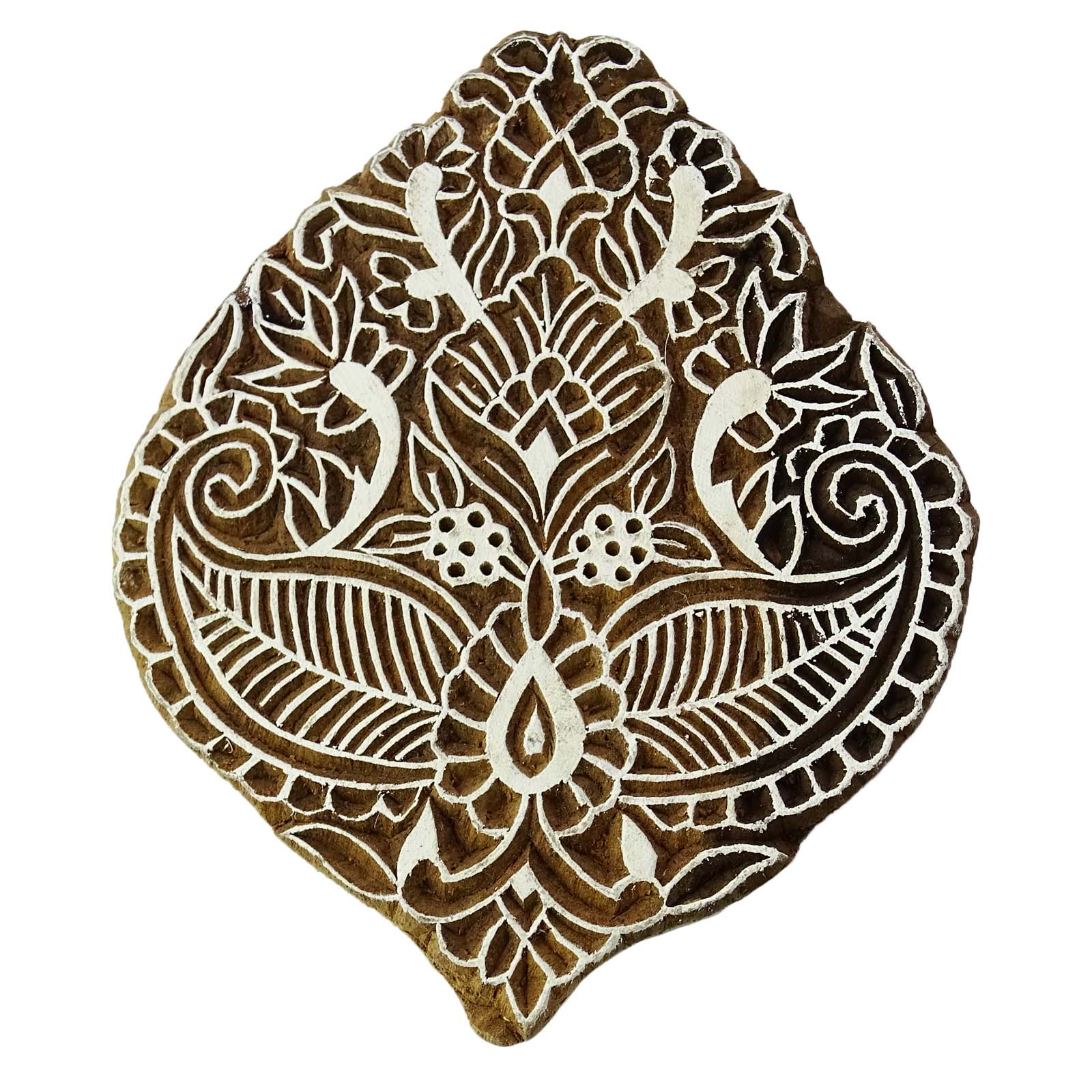 Wooden Printing Block Art Brown Floral Stamps For Clay Indian Handcarved Stamp 