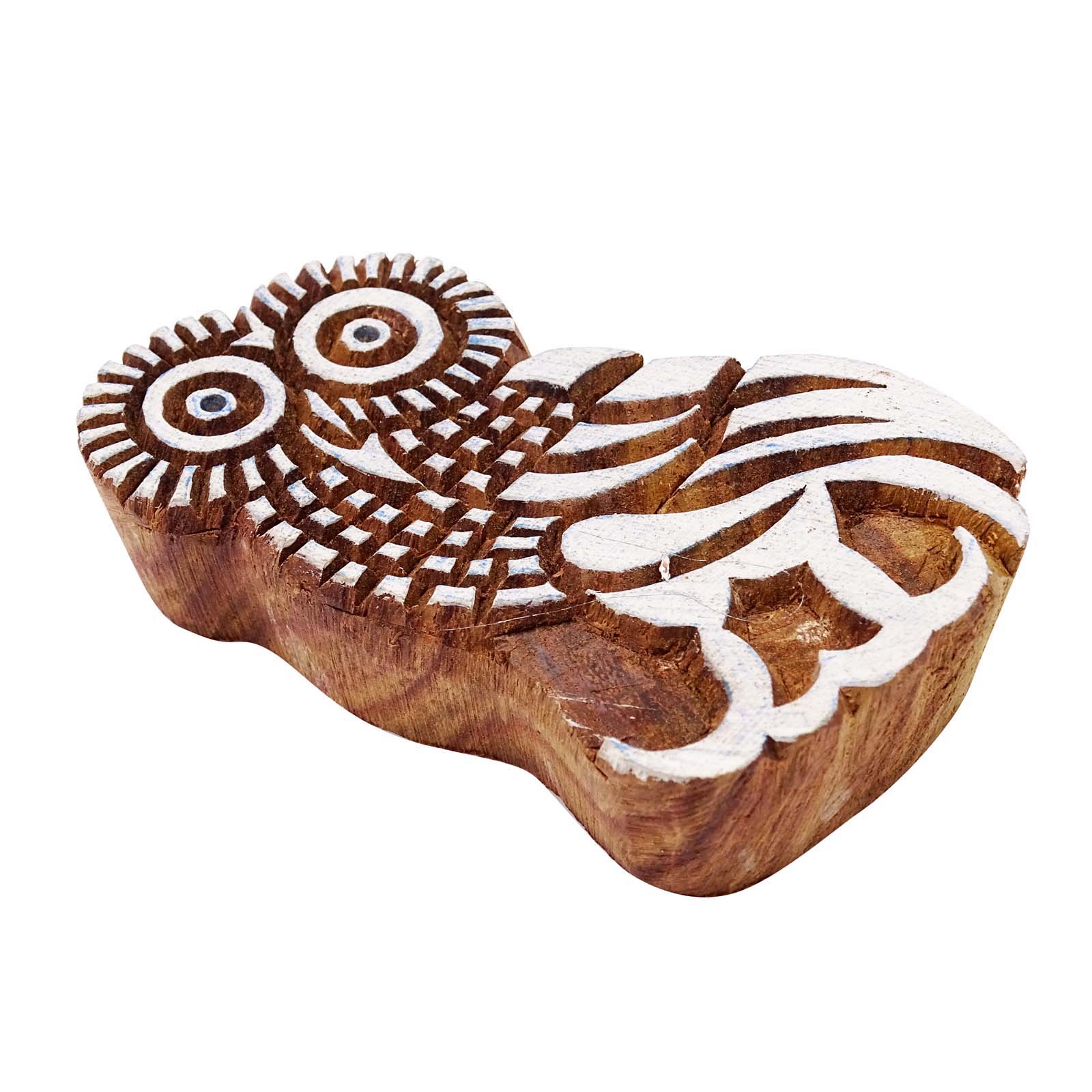 Woodblock Stamp Owl Decorative Blocks Brown Indian Wood Art Stamps For Clay