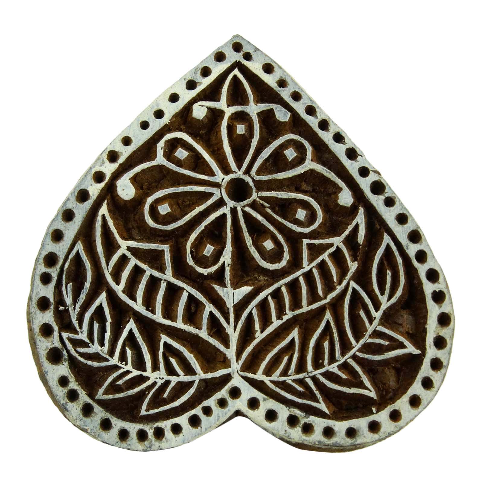 Brown Printing Block Decorative Block Floral Stamps For Clay Wood Textile Stamp 