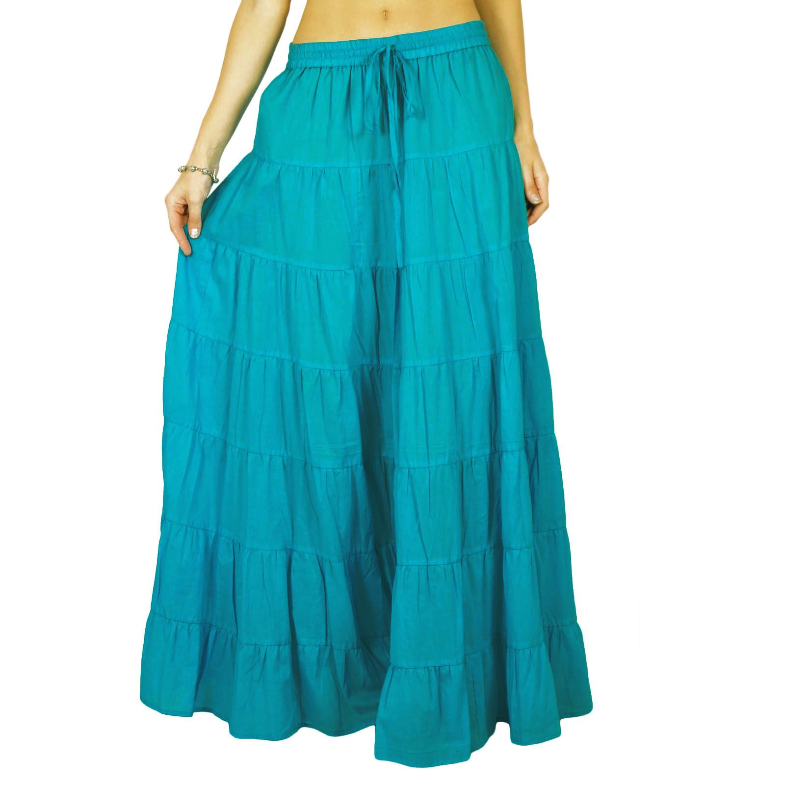 Phagun Womens Long Skirt Bohemian Gypsy Tiered Cotton Maxi Skirt Wtx Ebay 6517