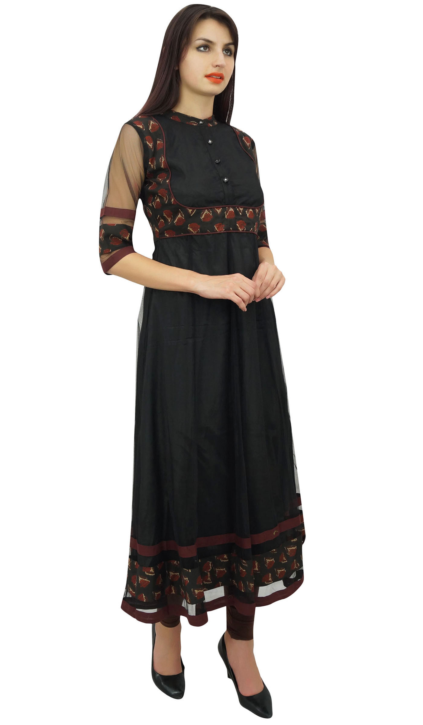 Phagun Womens Designer Anarkali Kurta Kurti Indian Long Tunic Blouse 
