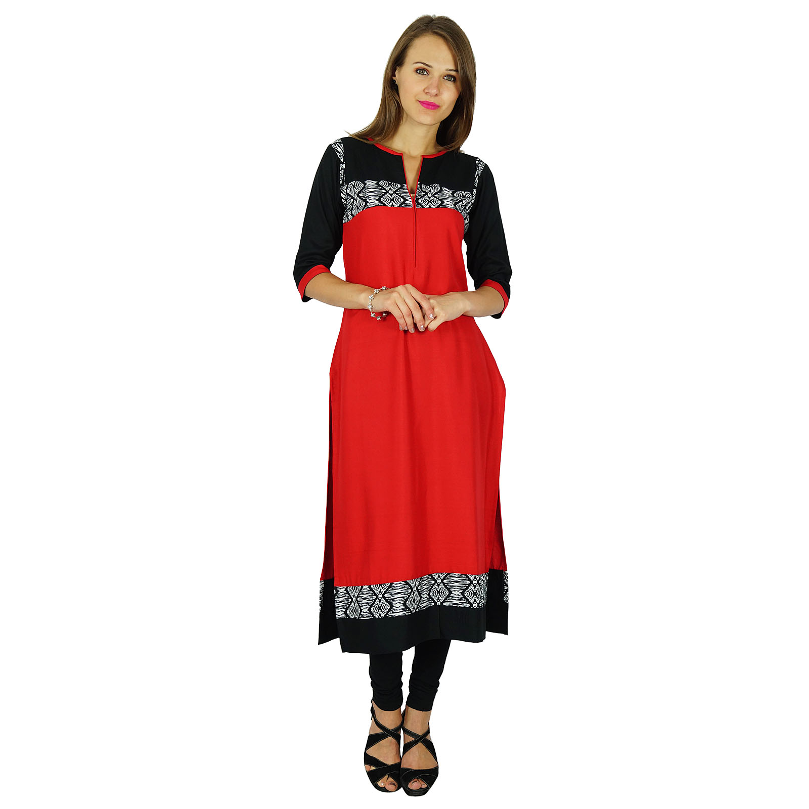 Indian Embroidery Casual Straight Kurta Designer Women Ethnic Dress Top Tunic 