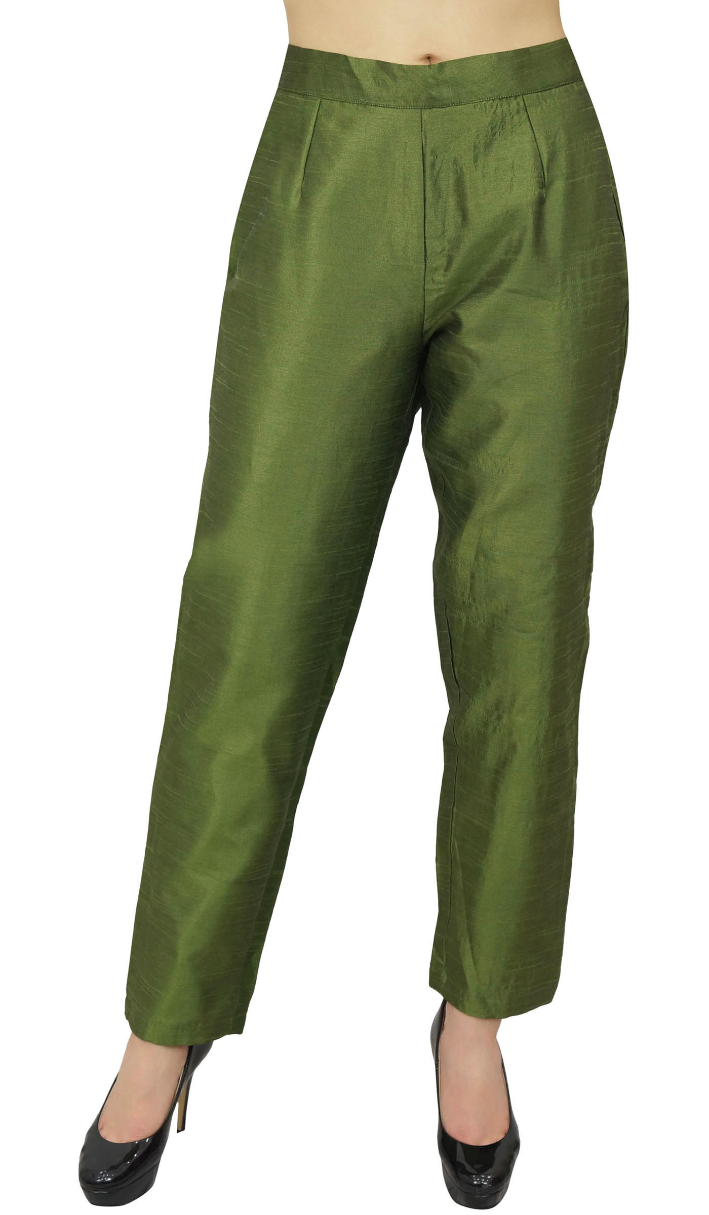 Phagun Women's Green Dupion Pants High 