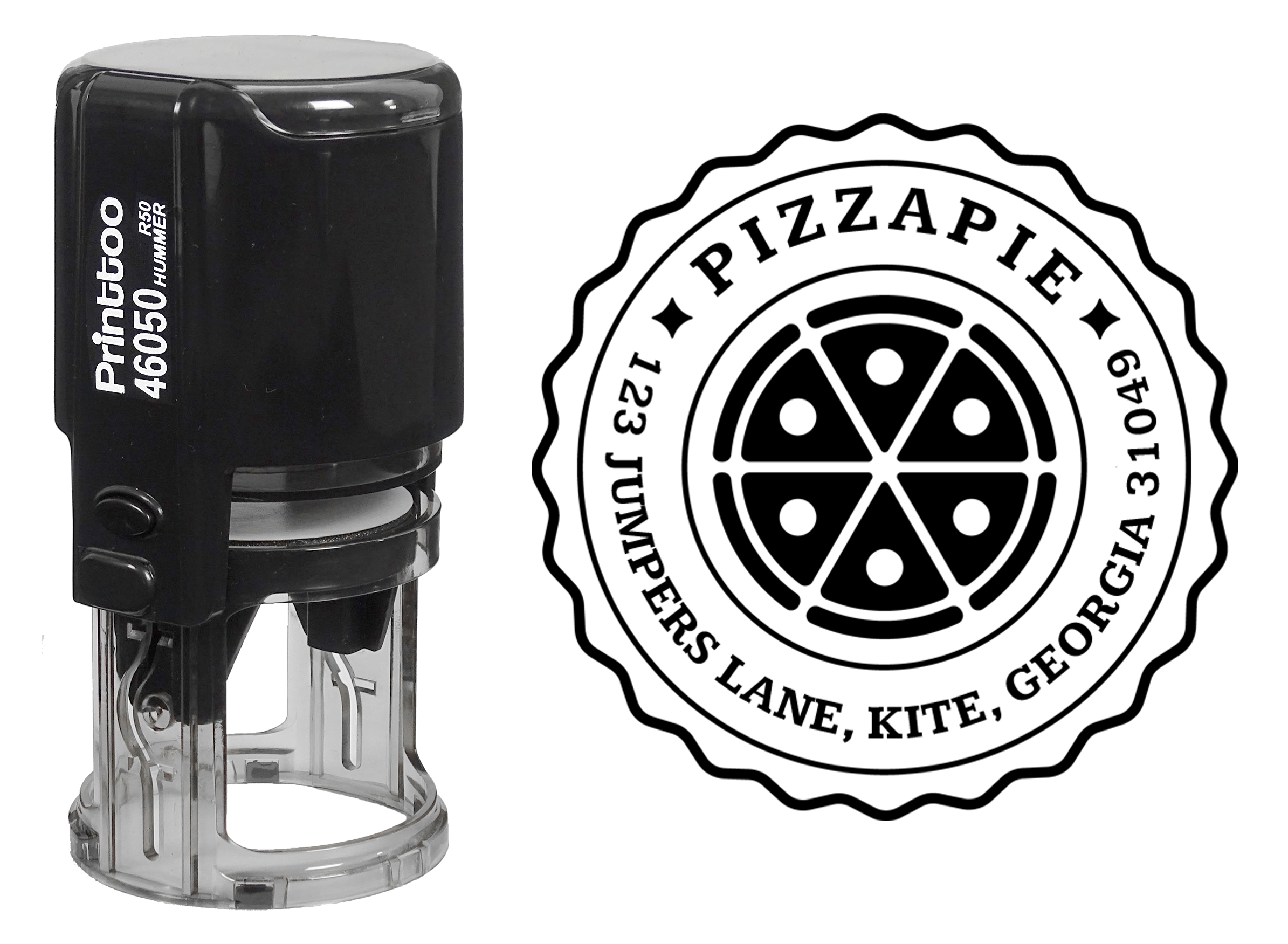 Printtoo Round Custom Text Business Address Rubber Stamp Self Inking