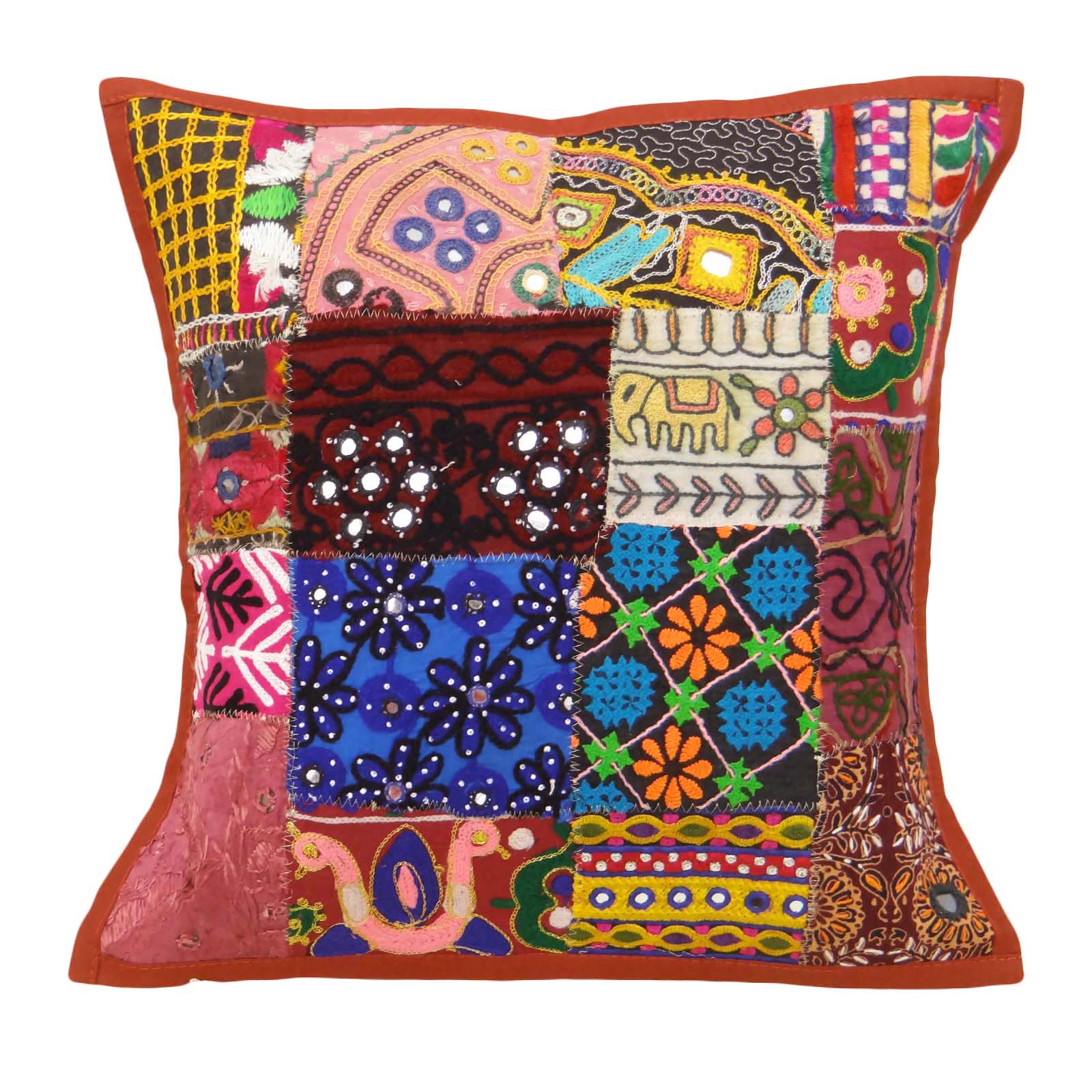 Sofa Cushion Covers Multicolor Indian Kutch Throw Pillow Ethnic Pillow 17 X 17