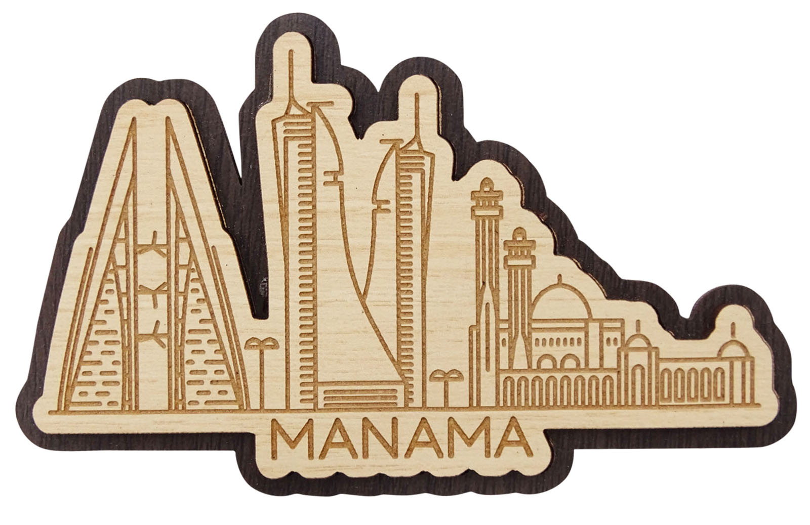 Printtoo Souvenir Engraved Wooden Manama Bahrain City Fridge Magnet-Zzb