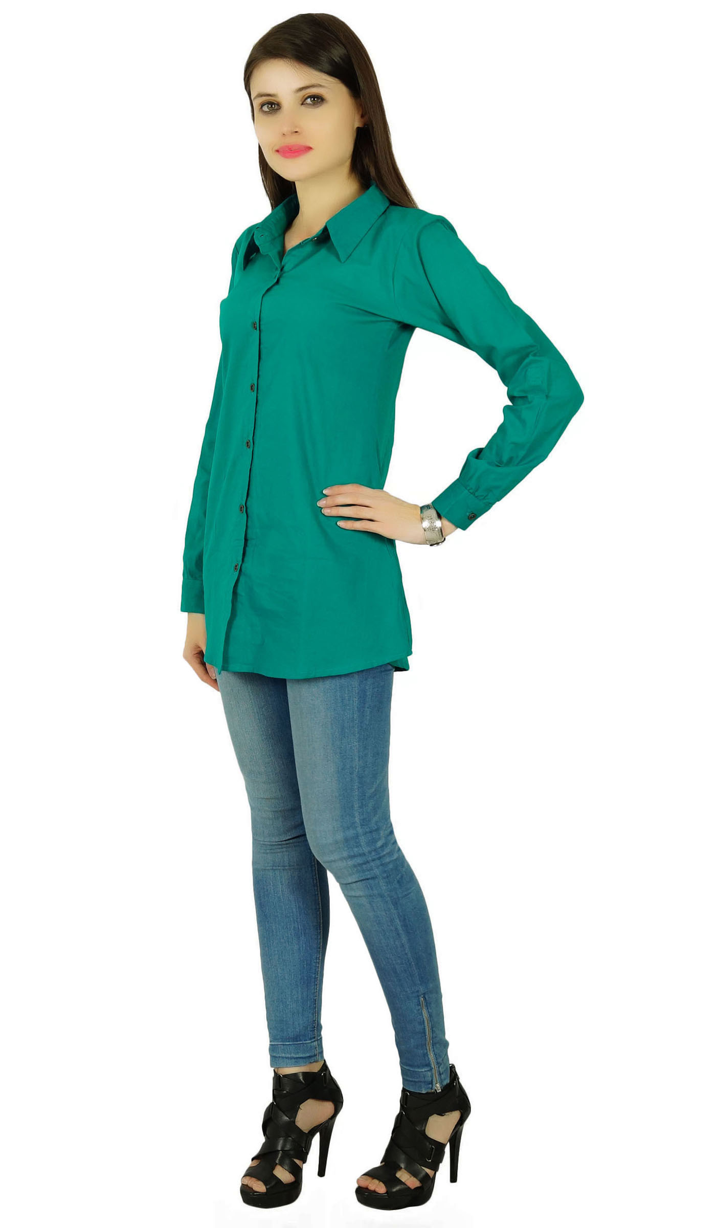 long sleeve teal top