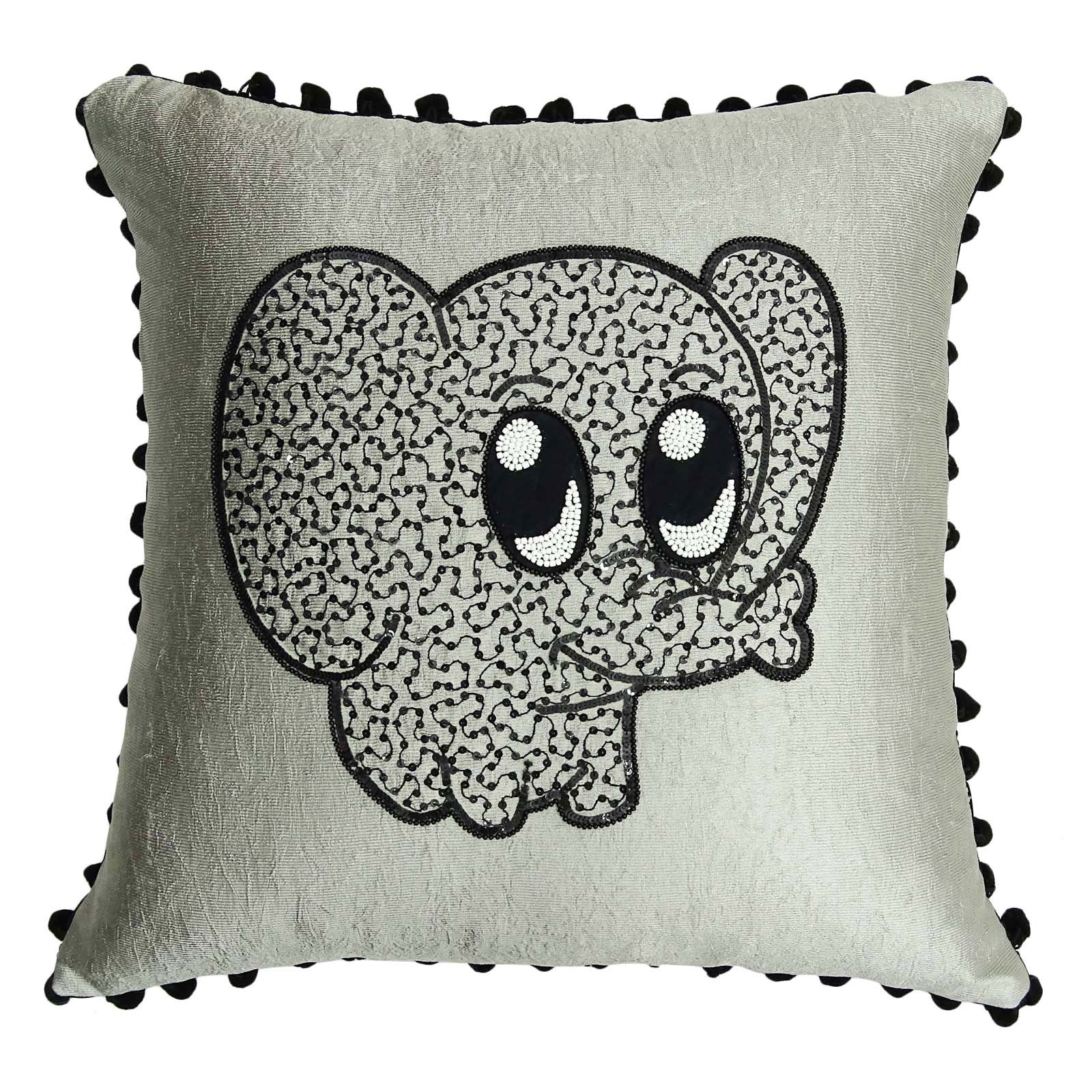 S4Sassy Decorative White Halloween Pattern  Square Cushion Cover Pillow Case 