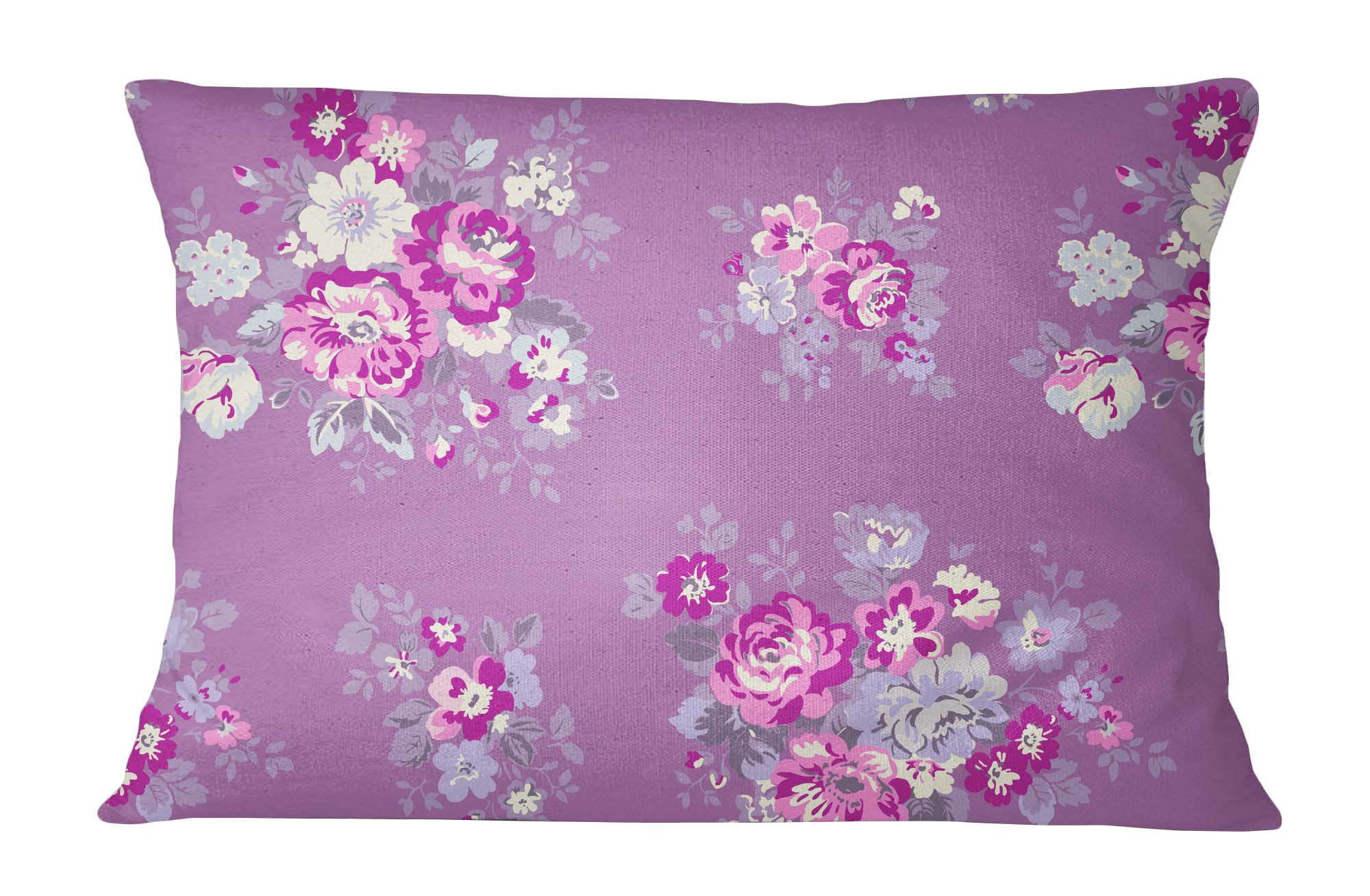 S4Sassy Pink 2 Pcs Floral Print Cotton Poplin Home Decorative Cushion Cover 