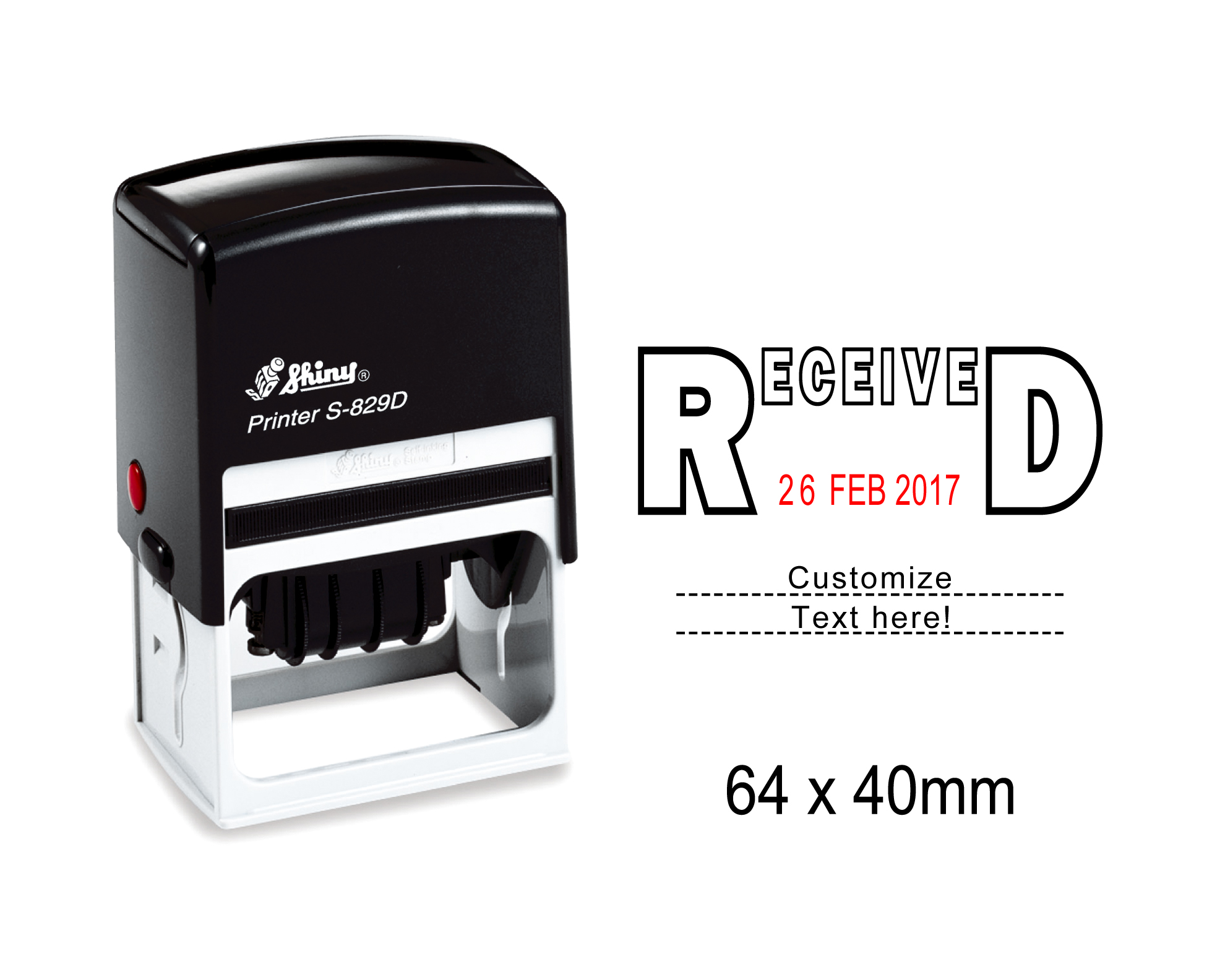 SELF INKING SHINY Date Stamper With Received & Customize Text Heree8Q