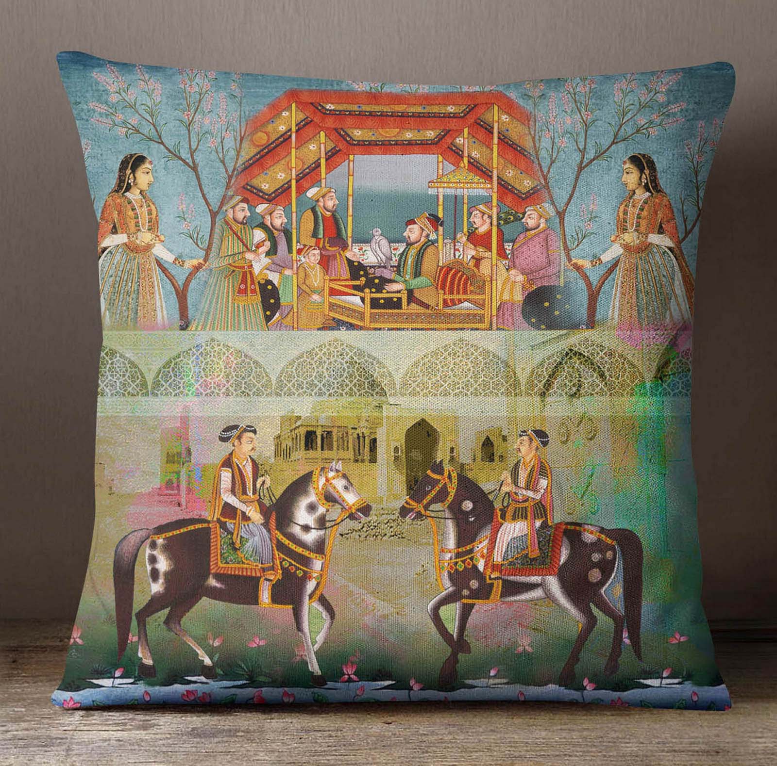 S4Sassy Decorative Multicolor Horse Print Square Sofa Cushion Cover Pillow Case 
