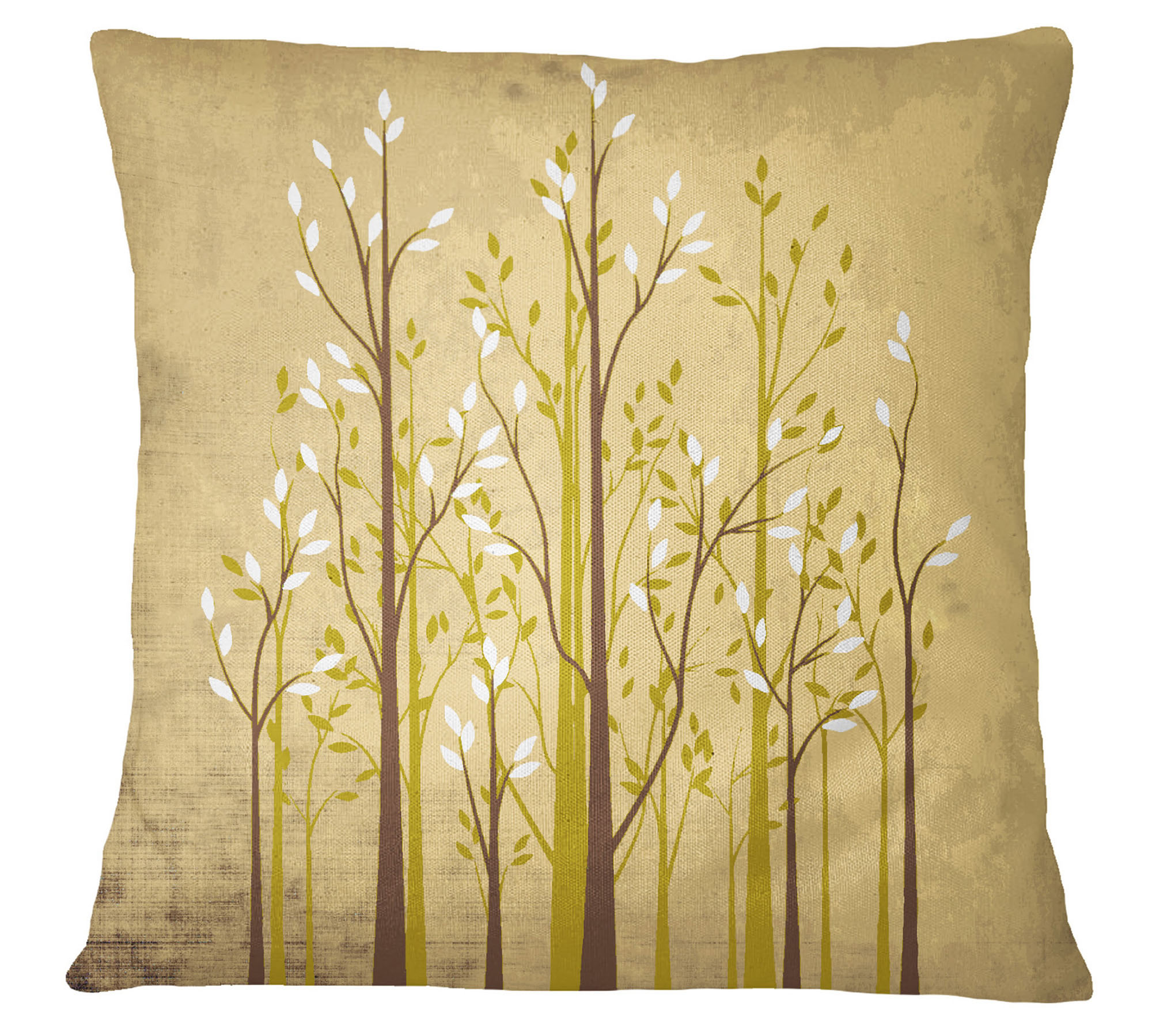 S4Sassy Square Cushion Cover Tree Print Beige Pillow Case Home Decor-An3 