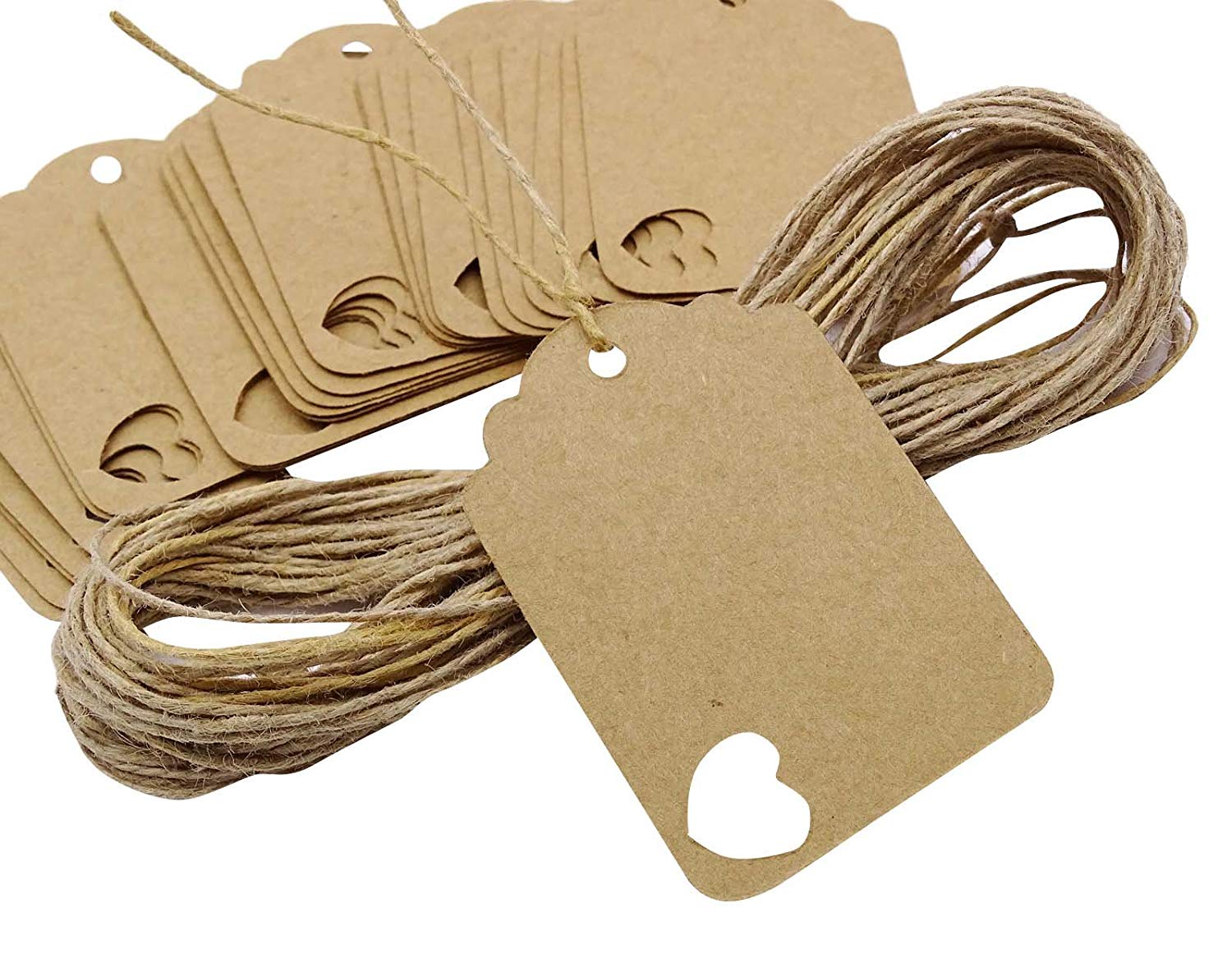 100 Pcs Gift Tags/ Kraft Hang Tags with Free Strings| Scalloped-5E9 | eBay