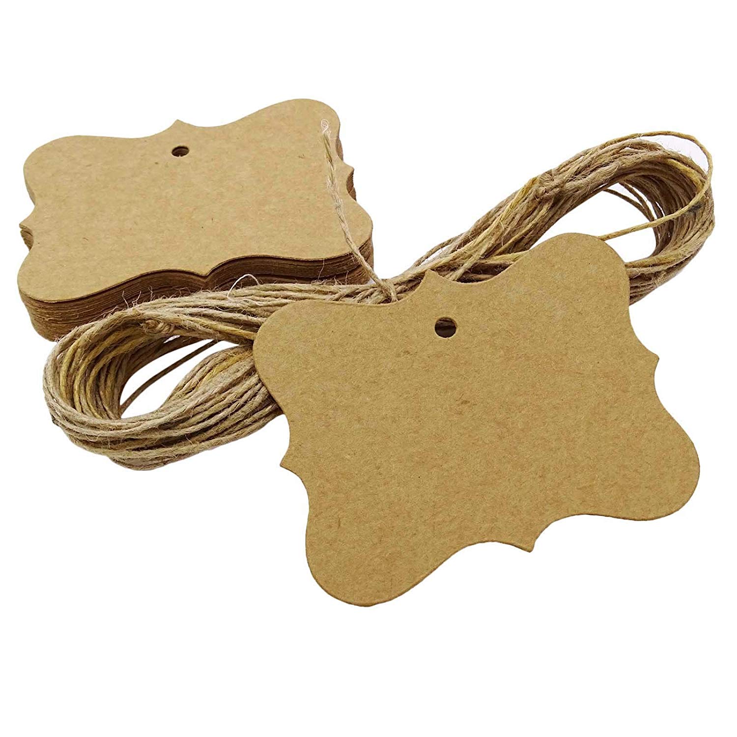50 PACK OF BROWN KRAFT WEDDING BONBONNIERE BIRTHDAY PARTY GIFT PAPER TAG TAGS 