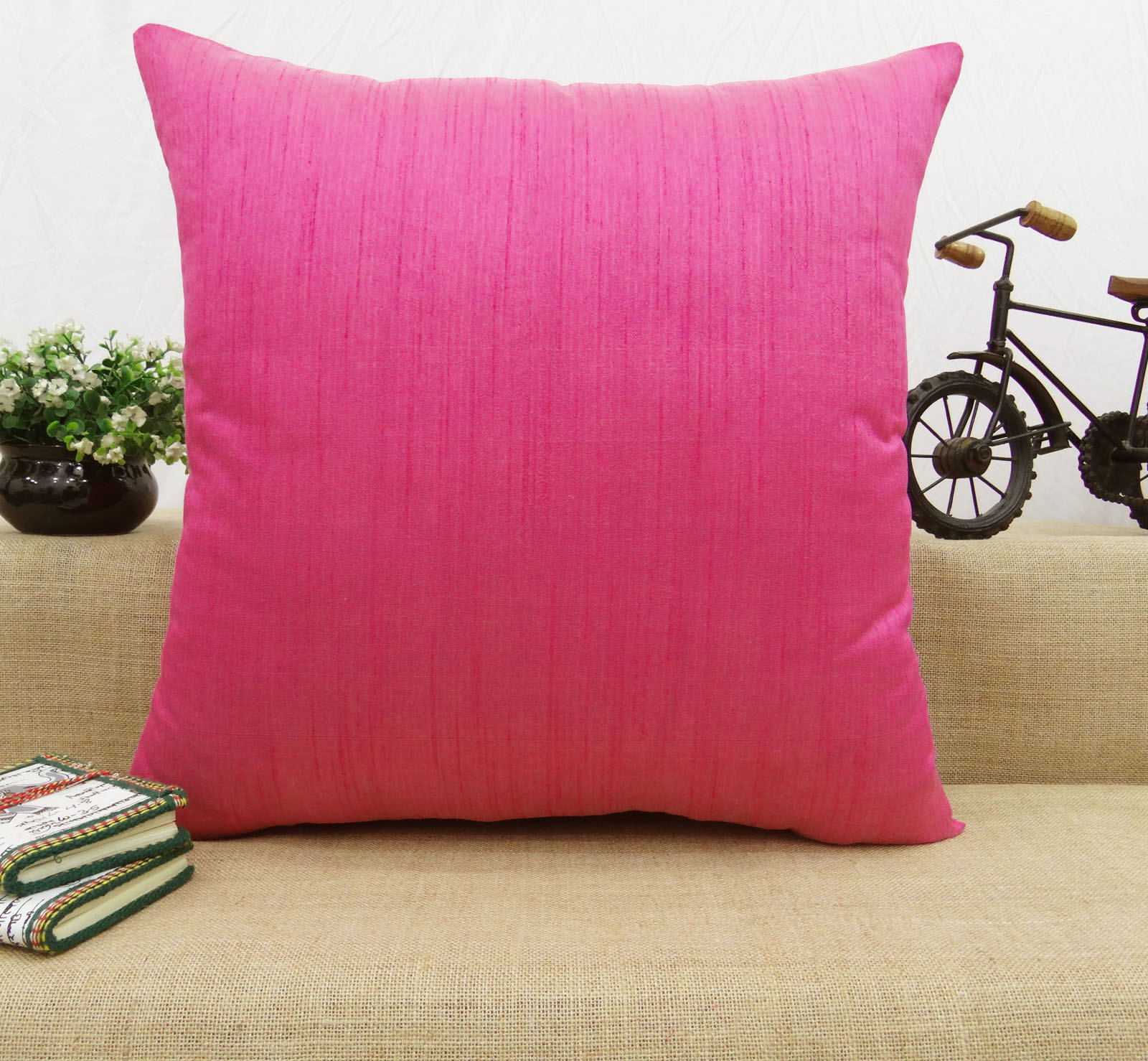 Home Bed Decor Dupion Silk Solid Pillow Throw Cushion Cover Case Choose Size 