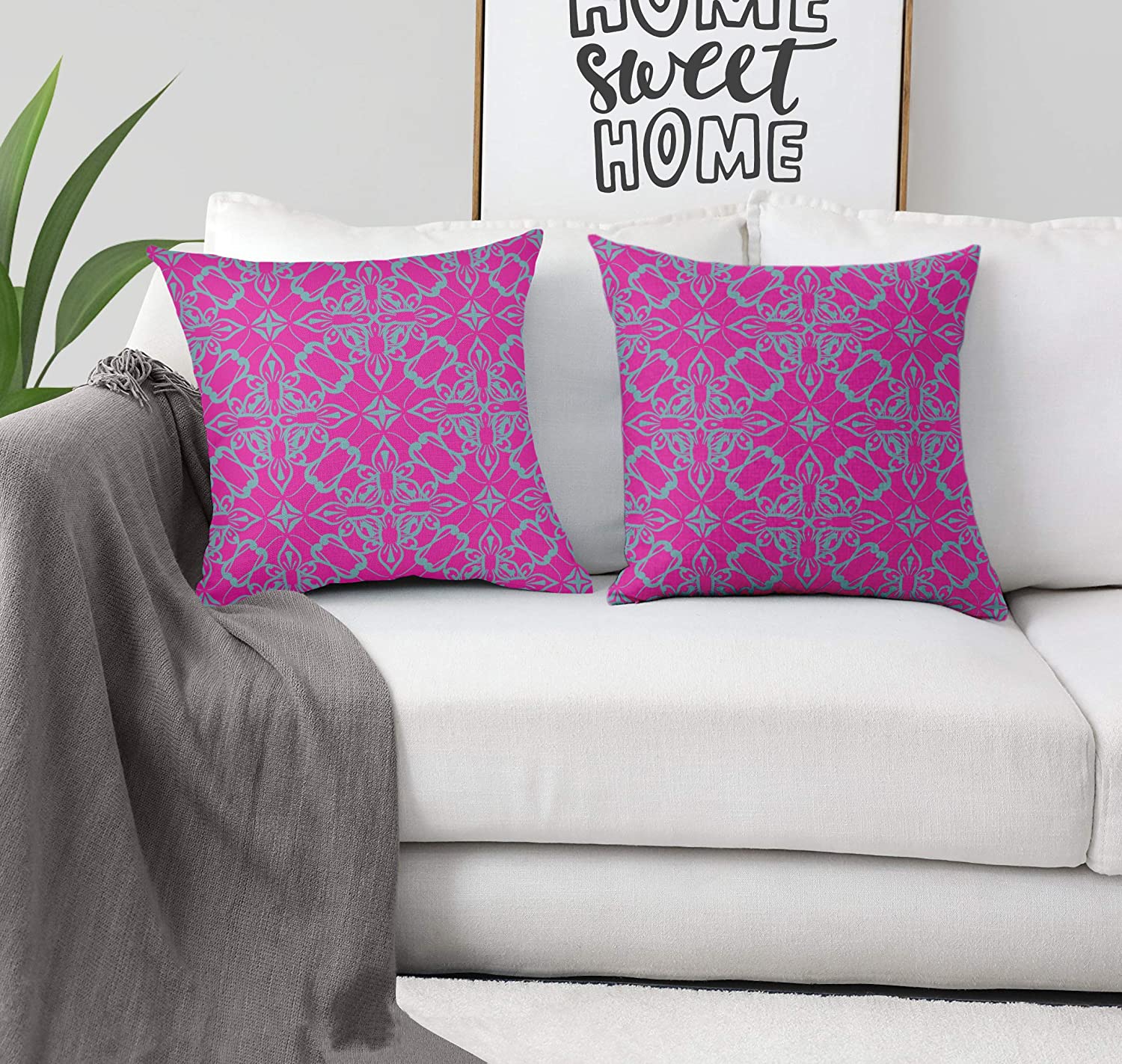 S4Sassy Pink Velvet Floral Home Decor Pillow Case Throw Printed-znS 