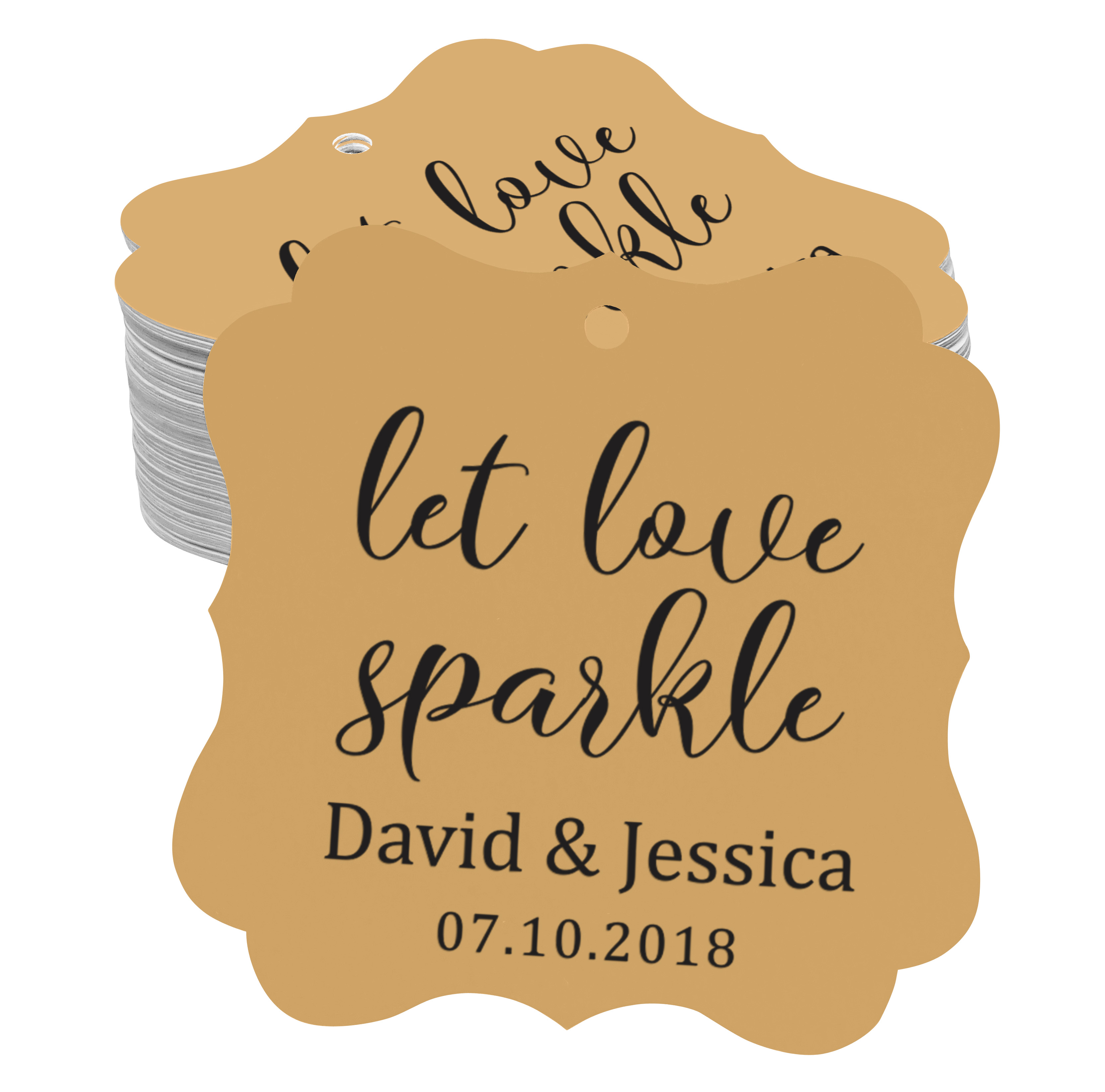 100 PCS Let Love Sparkle Customized Wedding Gift Paper Tags Personalized Wedding Favor Hang Tags