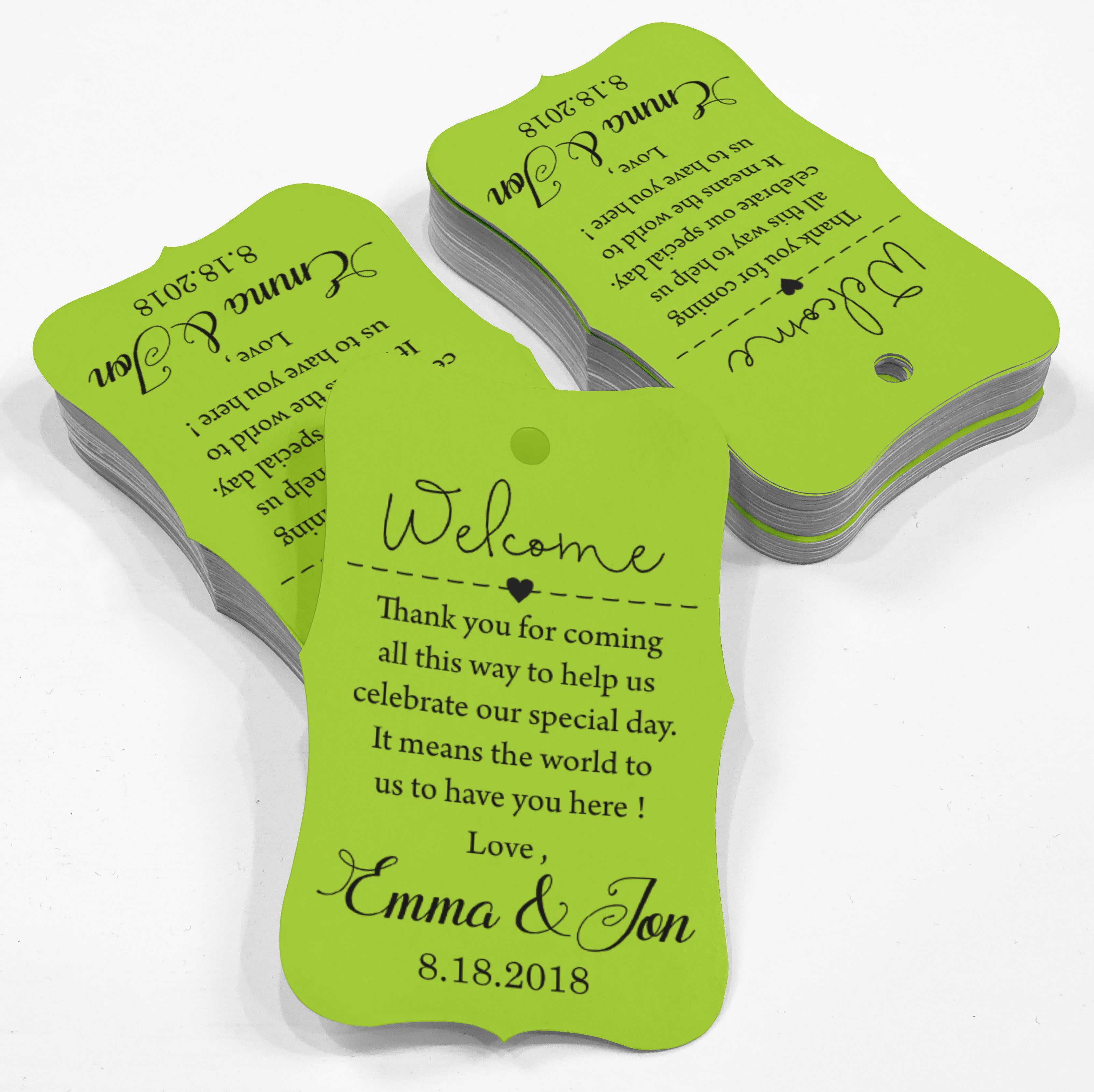 100 PCS Wedding Welcome Personalized Favor Gift Paper Tags Hang-PAR-TAG-20 