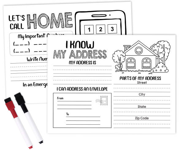 inkdotpot dry erase practice worksheet i know my address i know my phone number preschool kindergarten laminated worksheet homeschool activities for kids with 2 dry erase markers