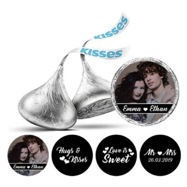 Custom Photo Wedding Stickers Hershey's Kisses Chocolate Labels 190 Pcs. 