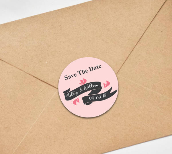 Darling Souvenir Round Scroll Banner Save The Date Stickers Wedding Personalized Bride Groom Names And Date Envelope Seals 45 Pcs