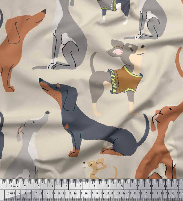 White Soimoi Floral Print 20 GSM 44 Inches Wide Dressmaking Pure Silk Fabric Material by The Meter