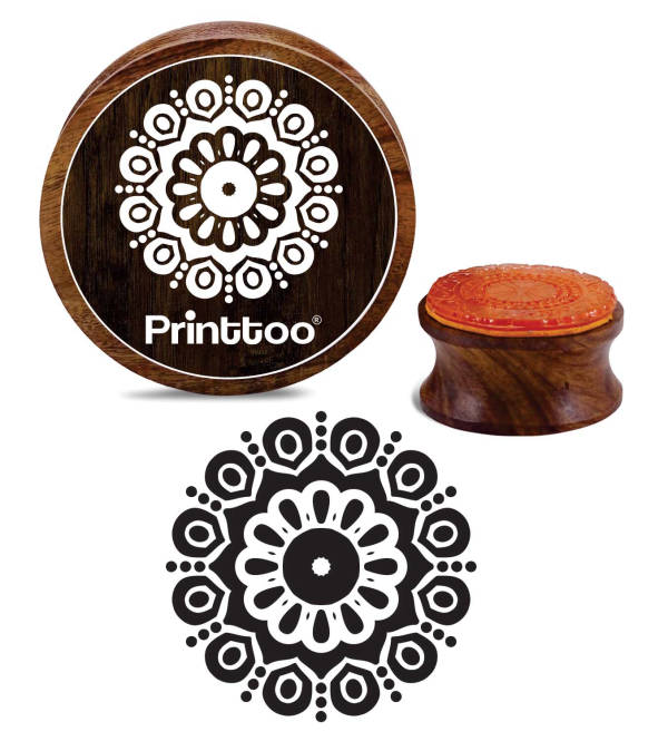 Printtoo Spiral Design Round Brown Craft Block Diary Card Wooden Rubber Stamp-3 inch 